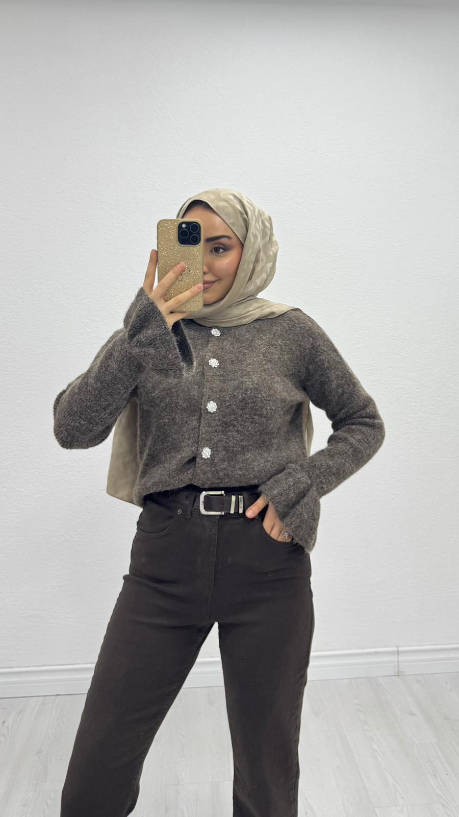 Fx7664-Düz Paça Jean-Kahverengi