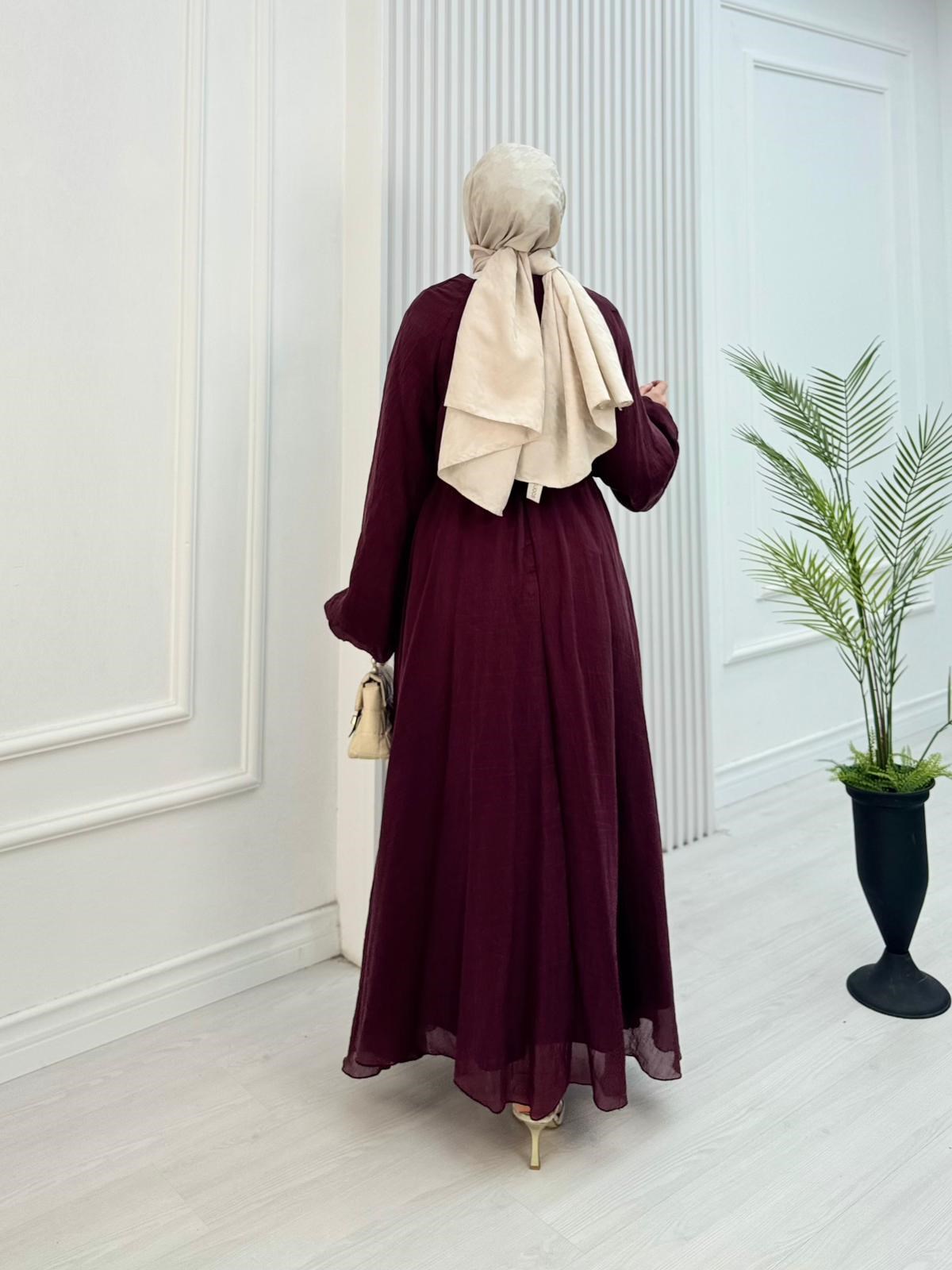 Gw2560-Lisa Vual Maxi Elbise-Mürdüm