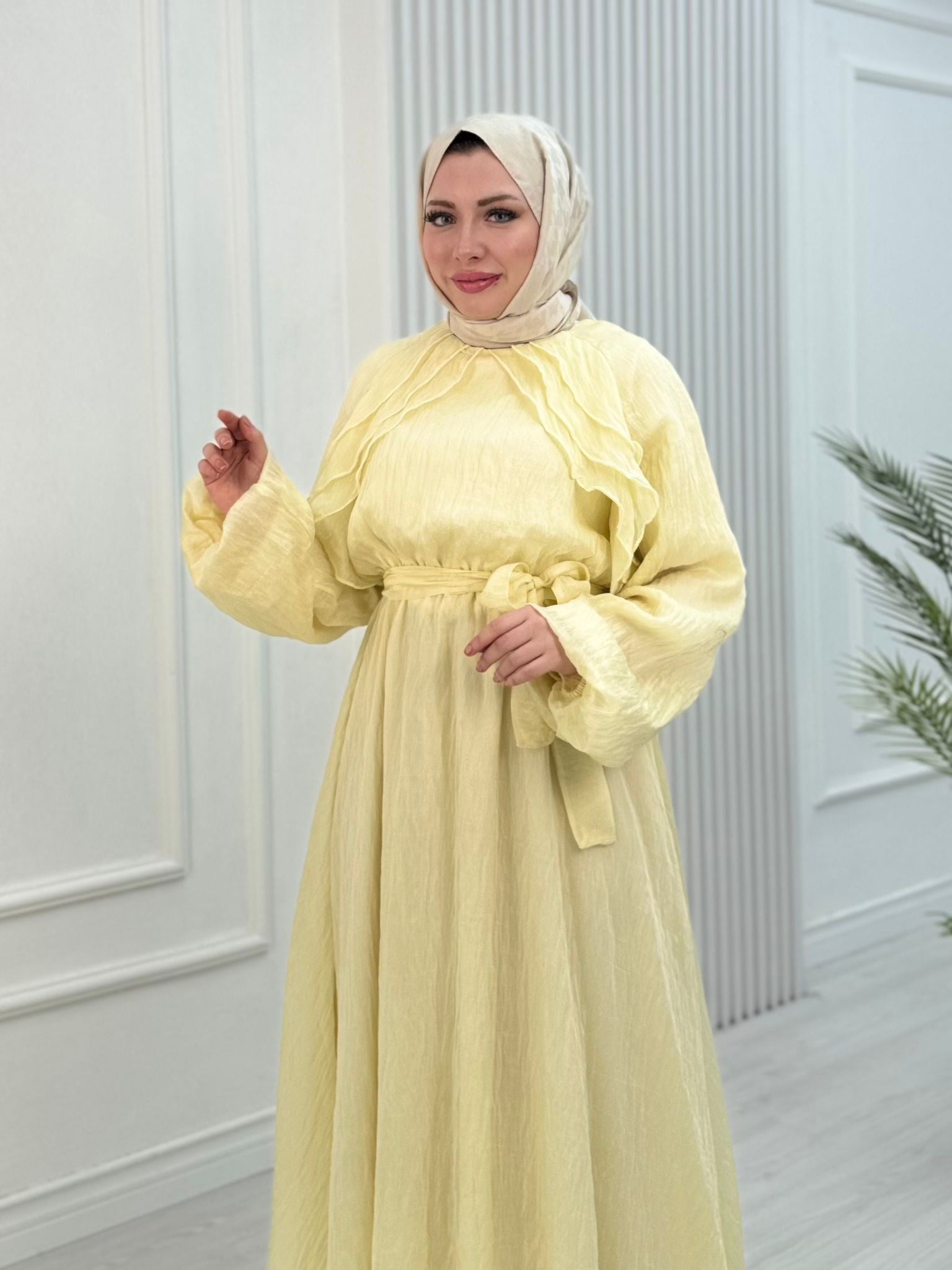 Gw2560-Lisa Vual Maxi Elbise-Sarı