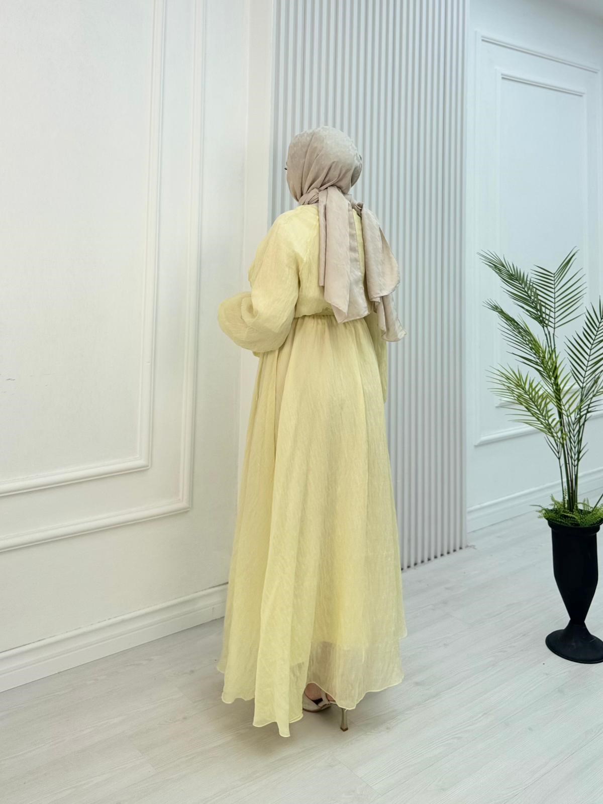 Gw2560-Lisa Vual Maxi Elbise-Sarı