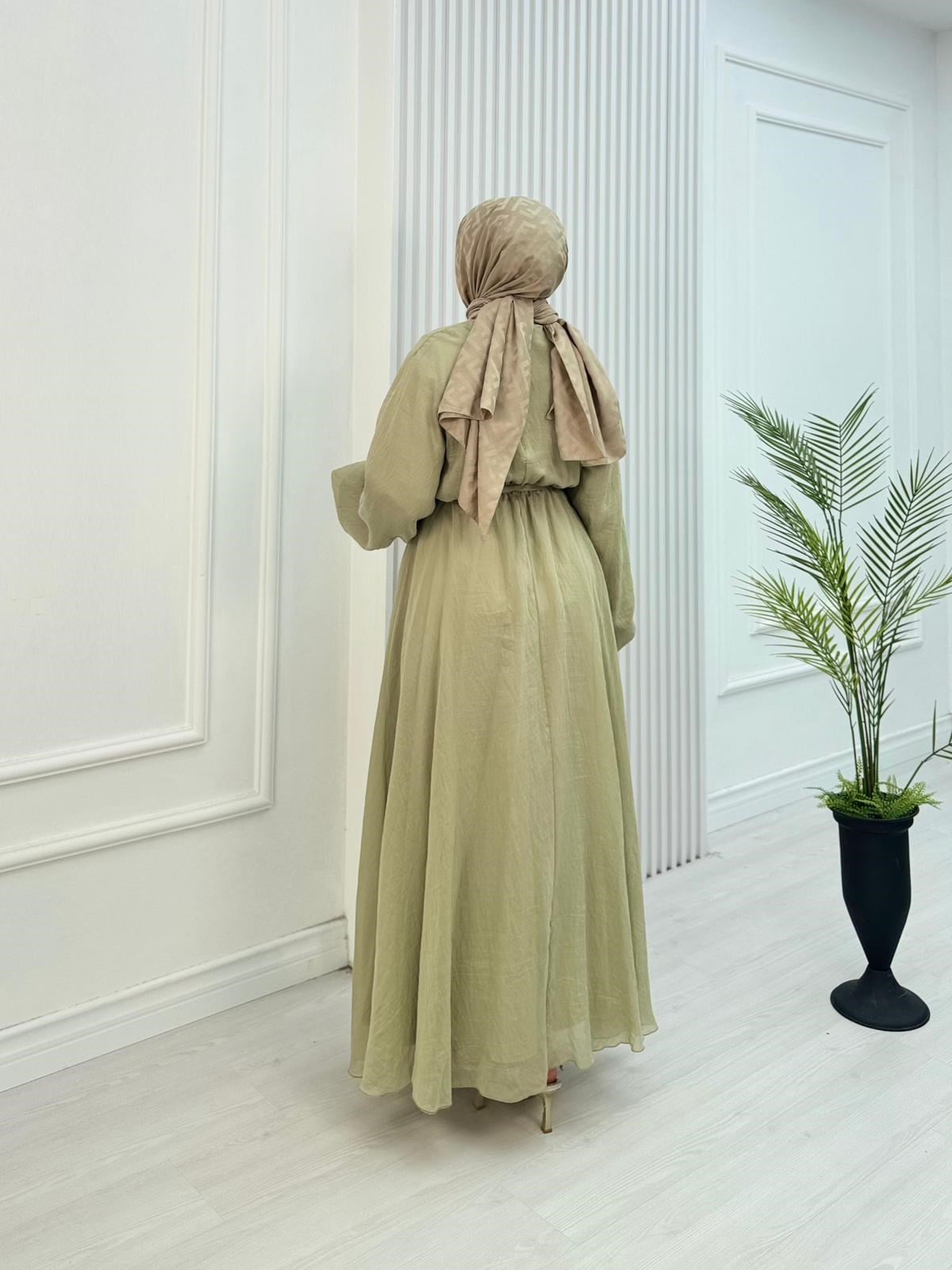 Gw2560-Lisa Vual Maxi Elbise-Yeşil