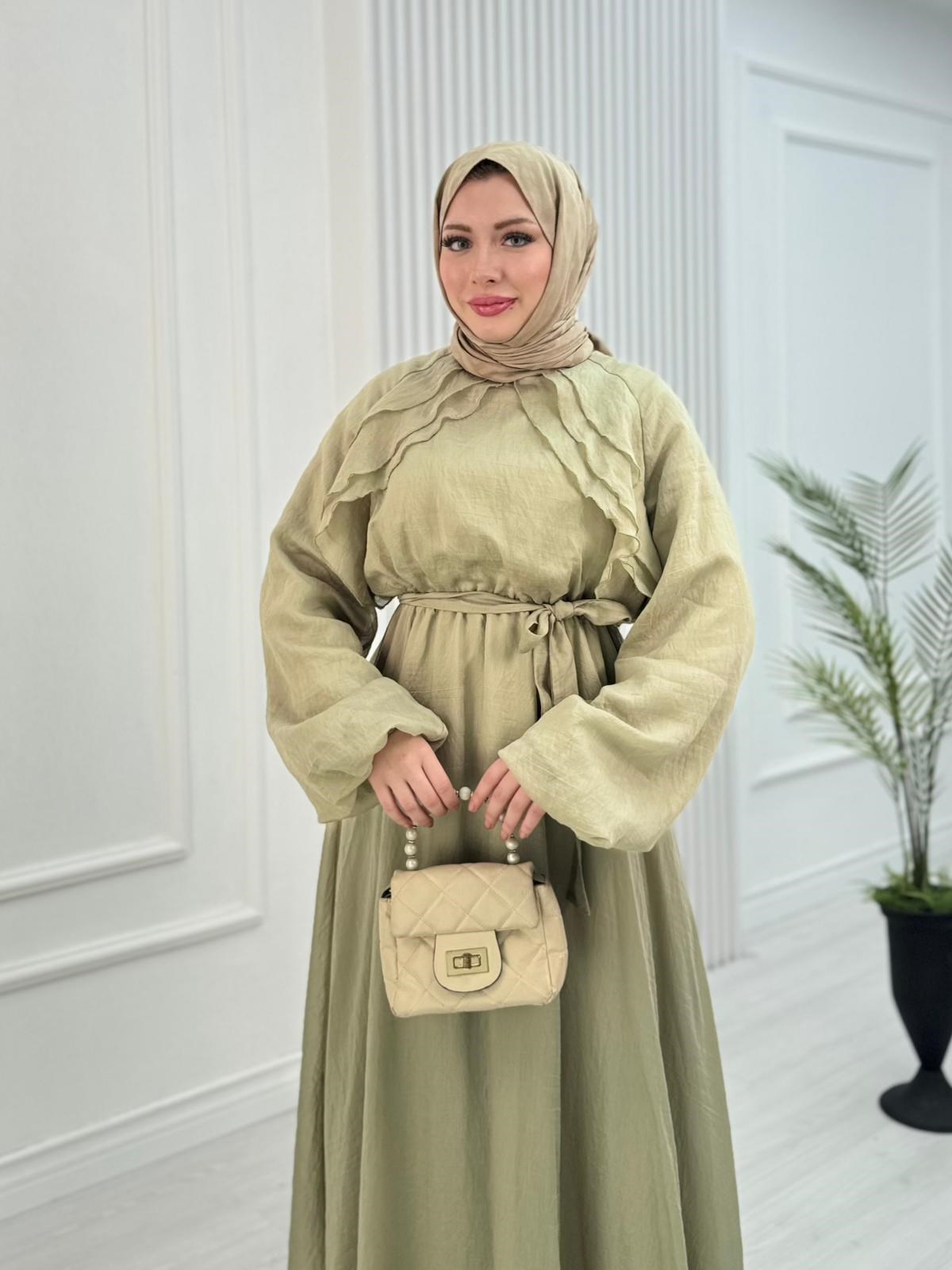 Gw2560-Lisa Vual Maxi Elbise-Yeşil