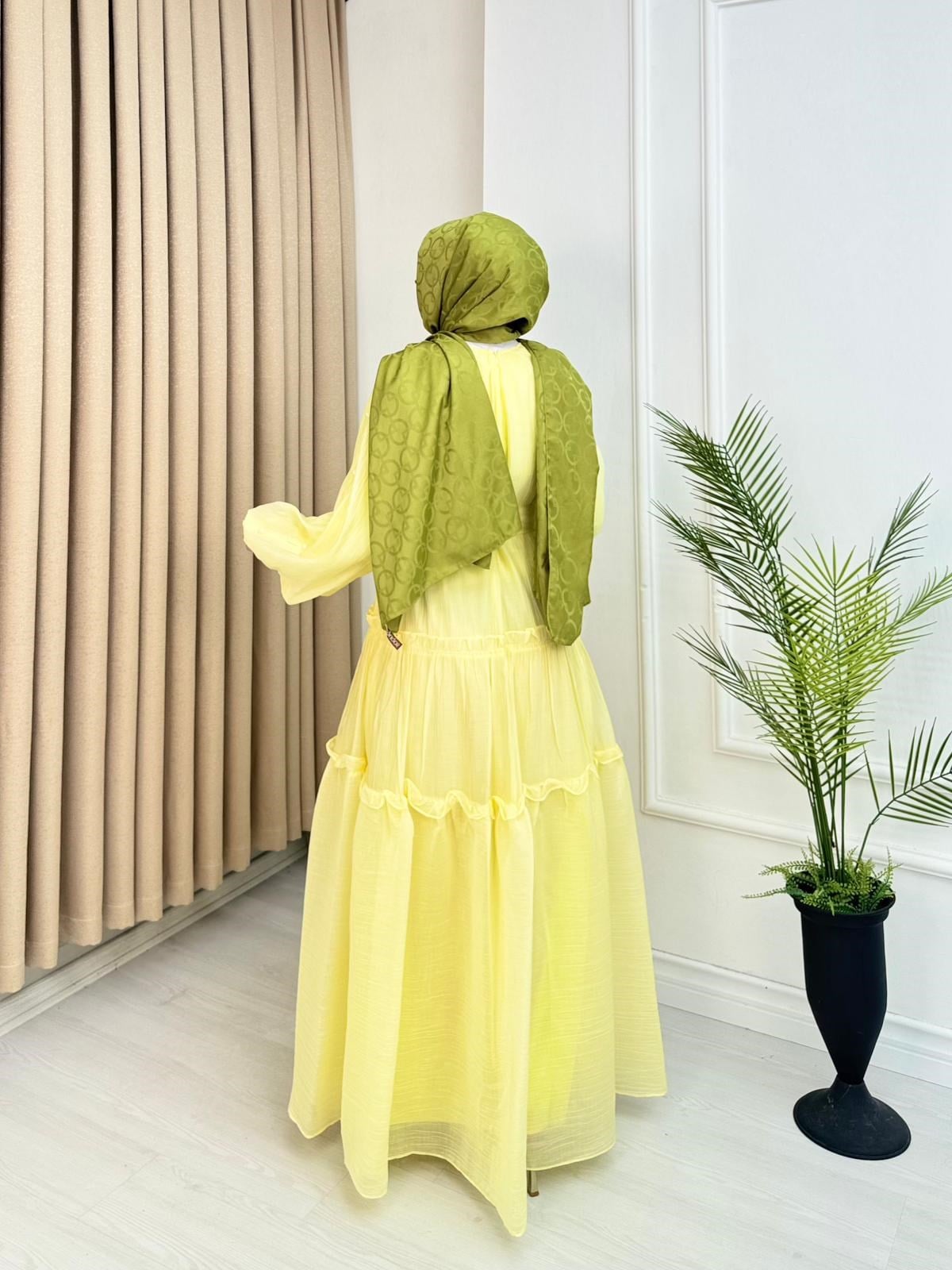Gw5301-Soft Romance Elbise-Sarı