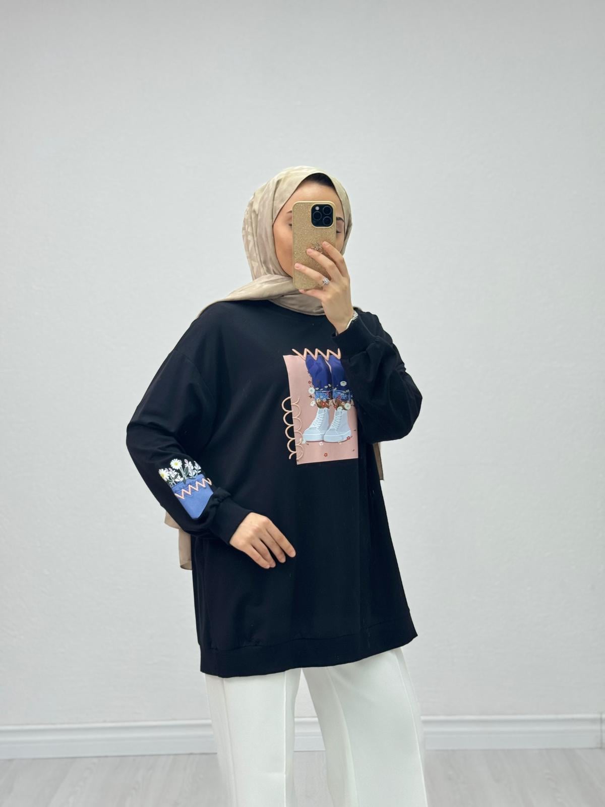 Hx3839-Basic Sweat-Siyah