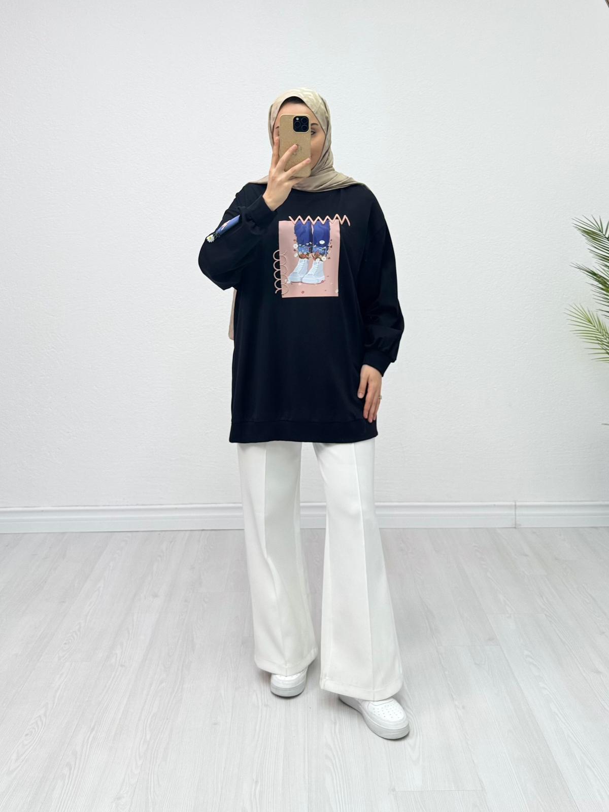 Hx3839-Basic Sweat-Siyah
