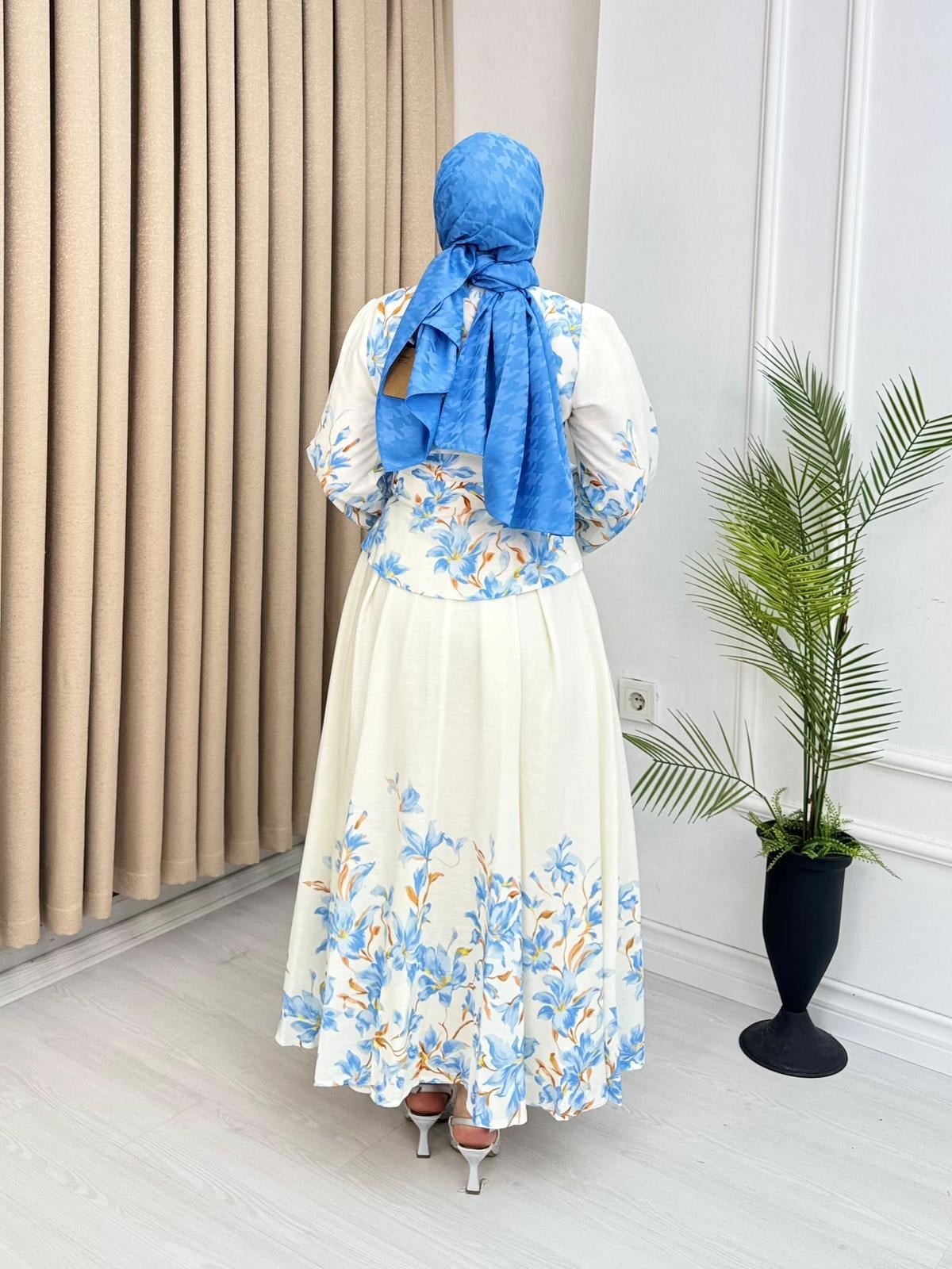 Hx4465-Lavinya Keten Takım-Mavi