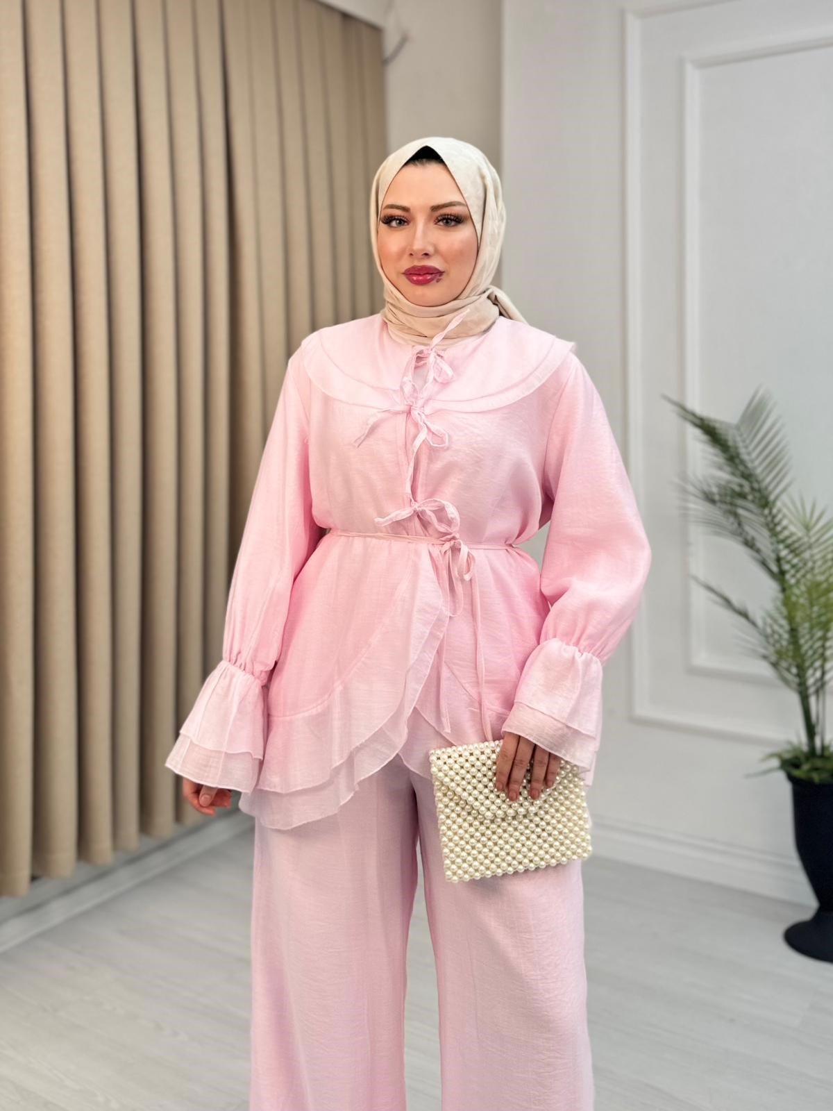 Jx3632-Vual Afro İkili Takım-Pembe