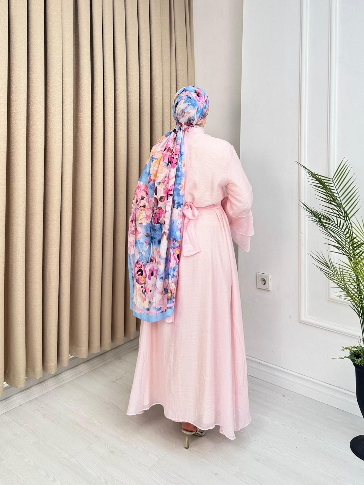 Kd5300-Vual Elbise-Açık Pembe