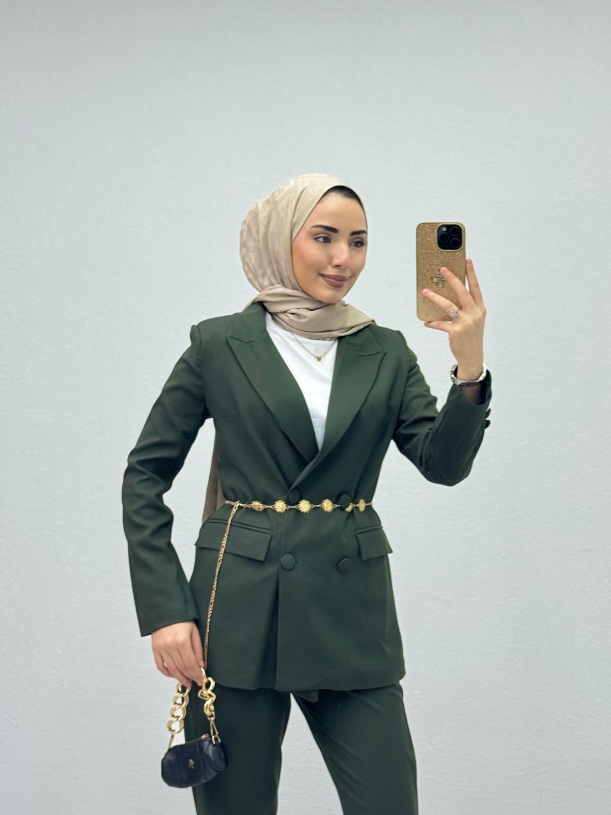 Kx9678-Blazer Takım-Haki