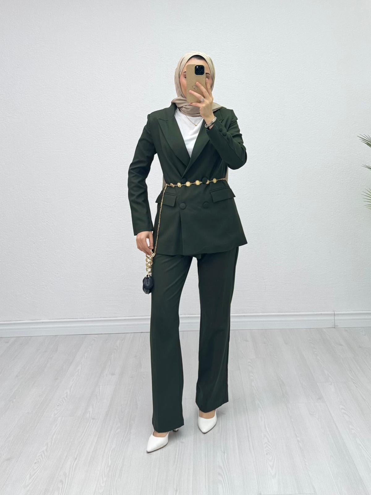 Kx9678-Blazer Takım-Haki