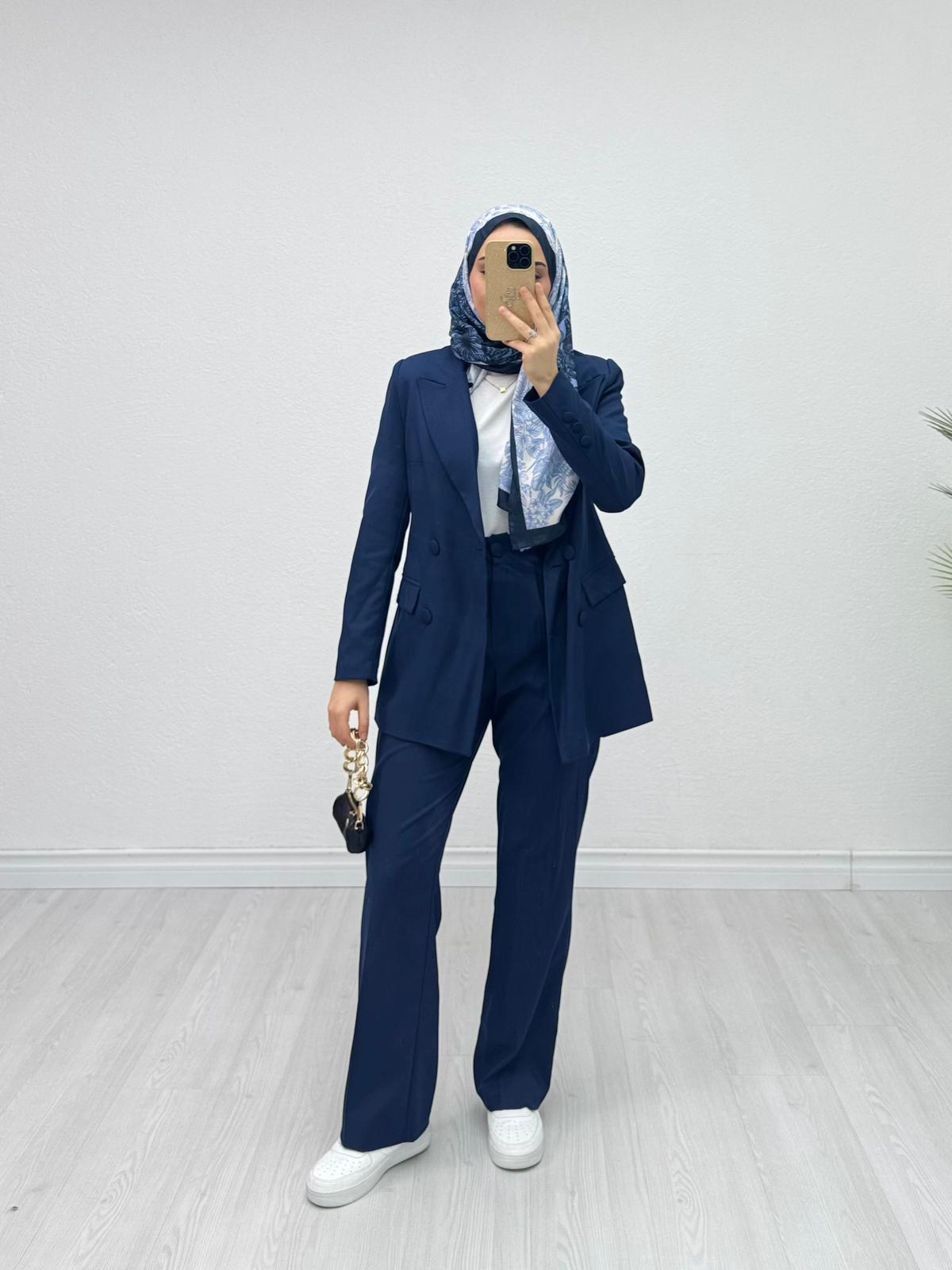Kx9678-Blazer Takım-Lacivert