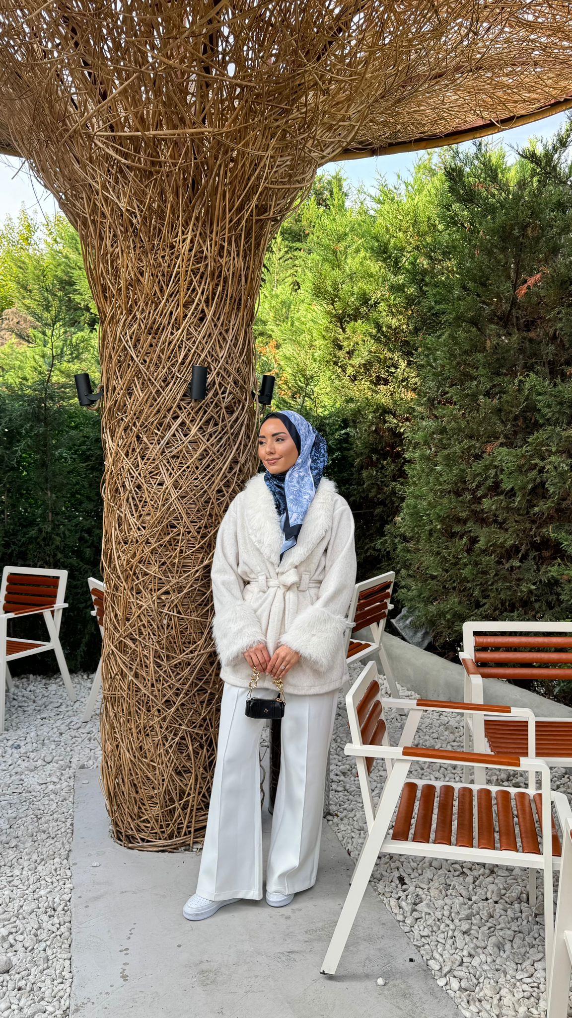 Mx0144-Elegant Kürk Kaban-Krem