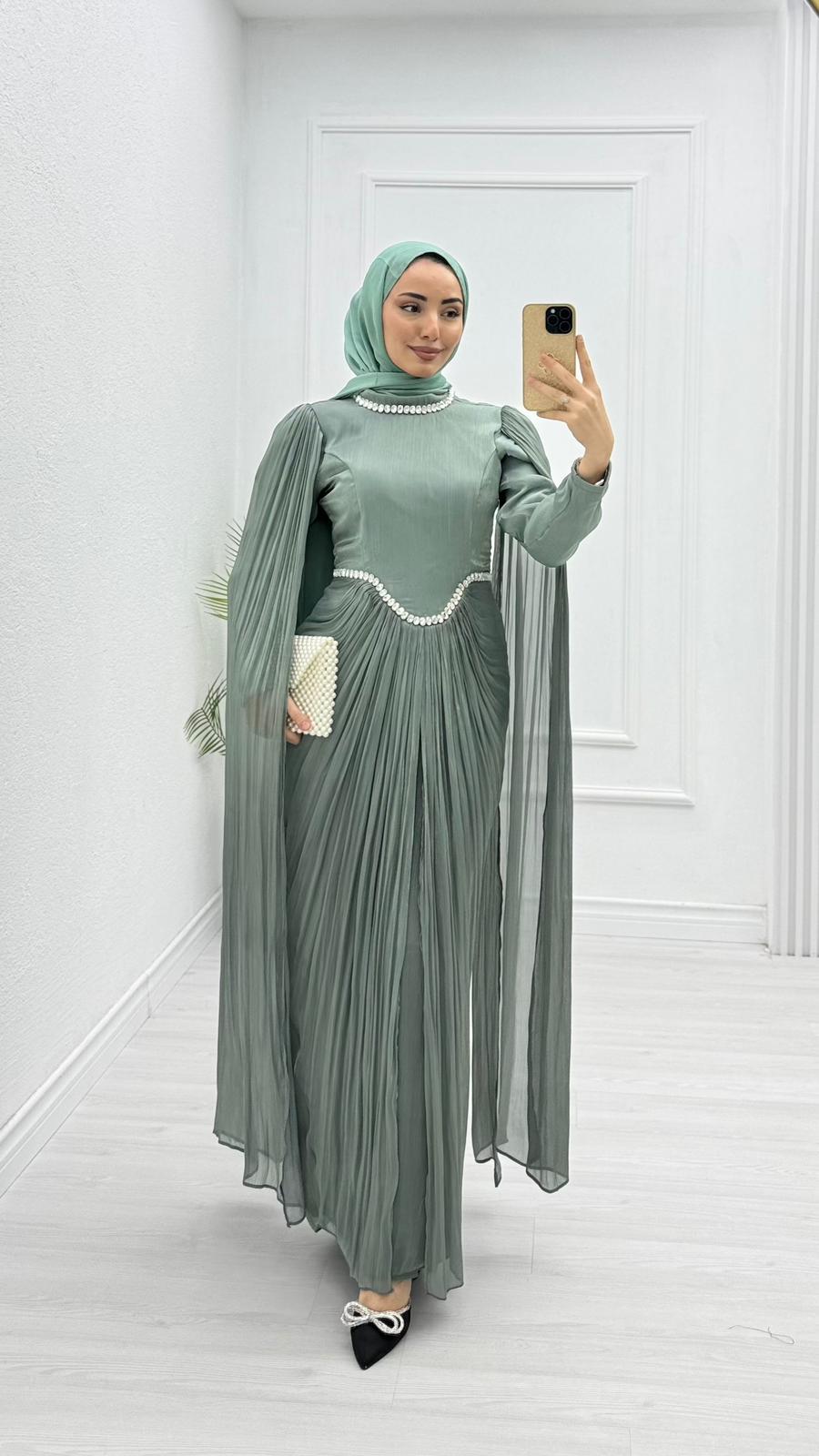 Mx3842-Hüma Abiye-Mint Yeşili