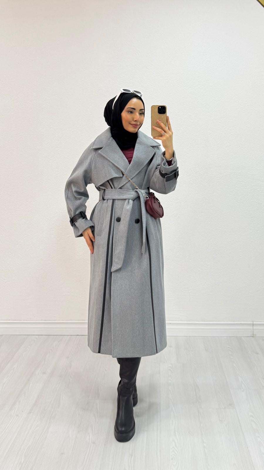 Mx4978-Desenli Kaban-Gri