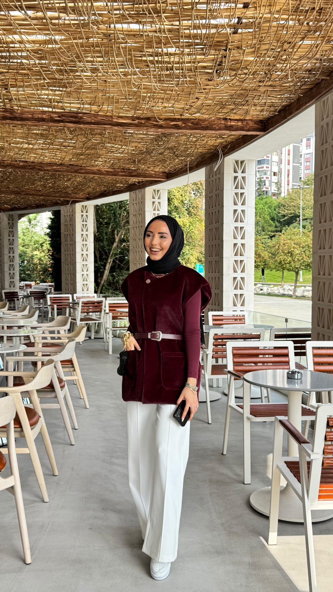 Px0102-Mira Kürk Yelek-Bordo