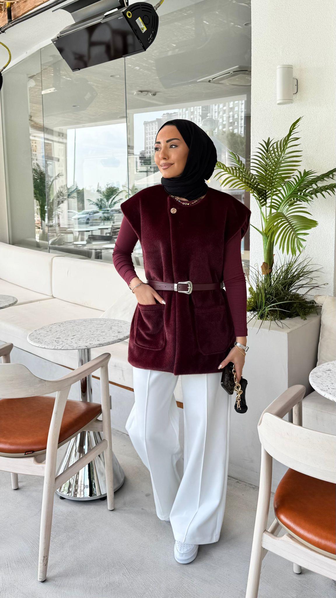 Px0102-Mira Kürk Yelek-Bordo