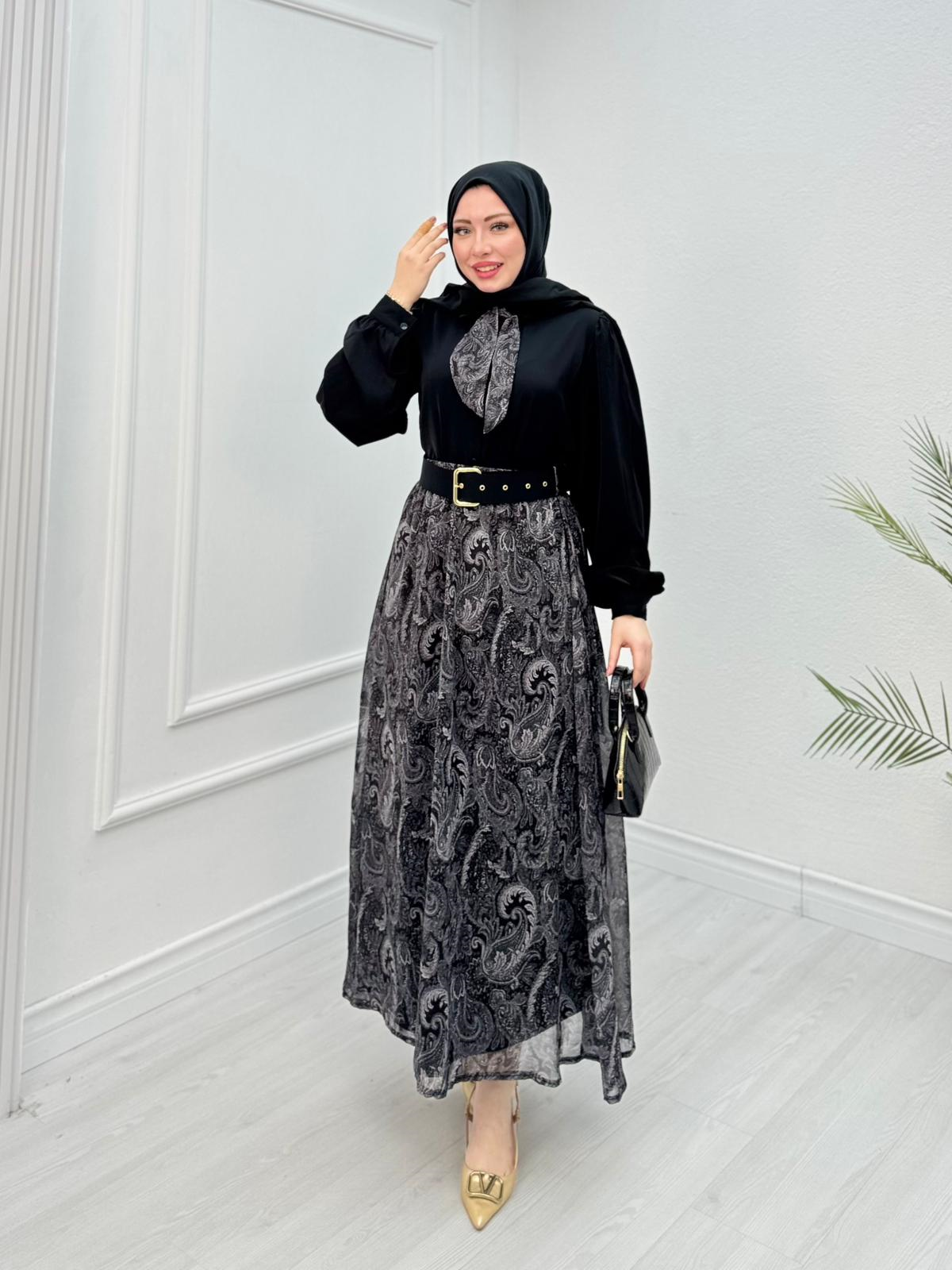 Qb3456-Maria Etek Takım-Siyah