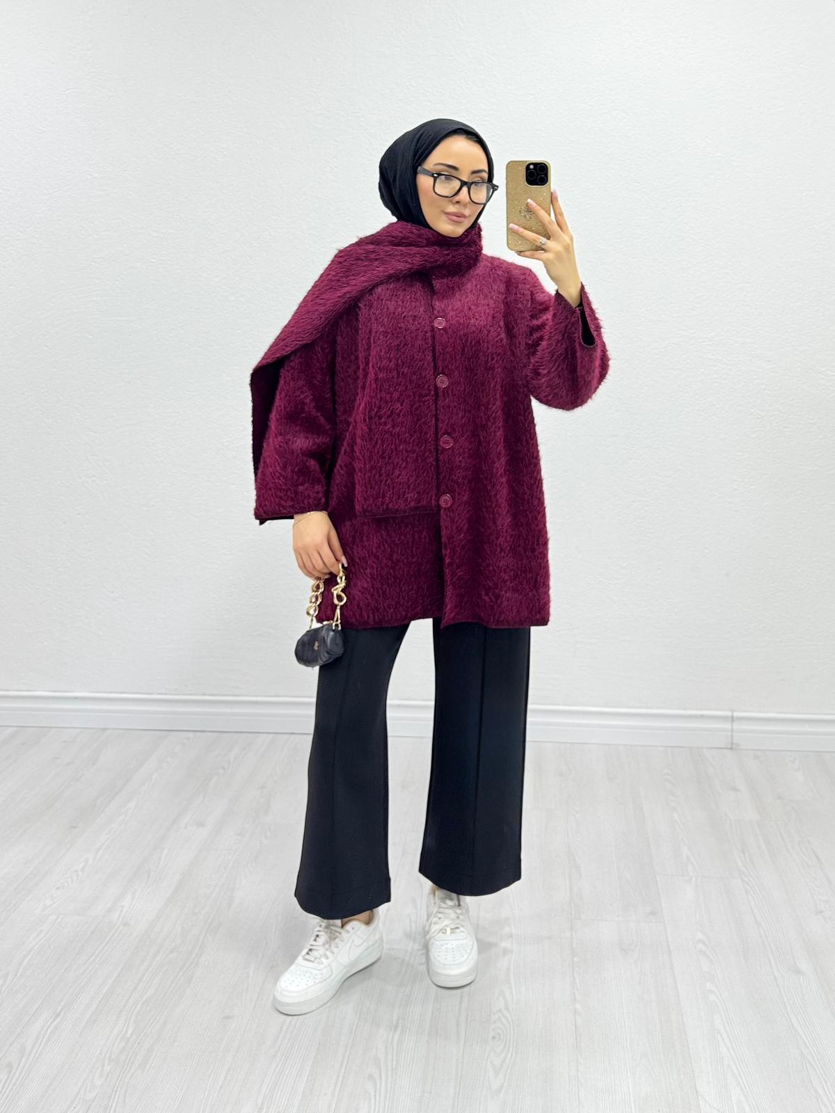 Qx3876-Atkılı Ceket-Bordo