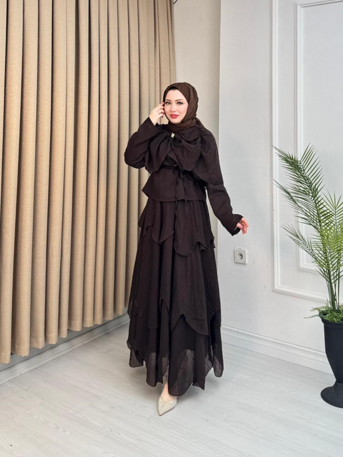 Rb4363-Lina Vual Etekli Takım-Kahverengi