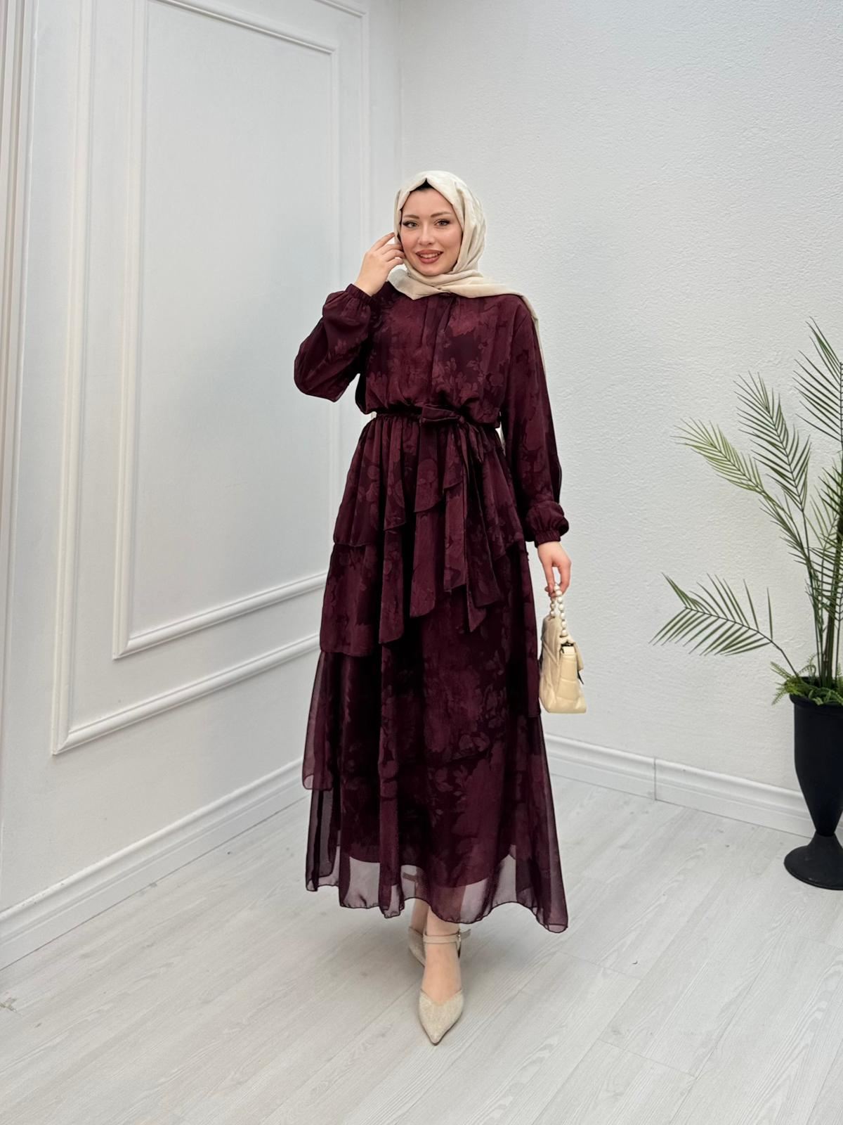 Rb8840-Stella Elbise-Bordo
