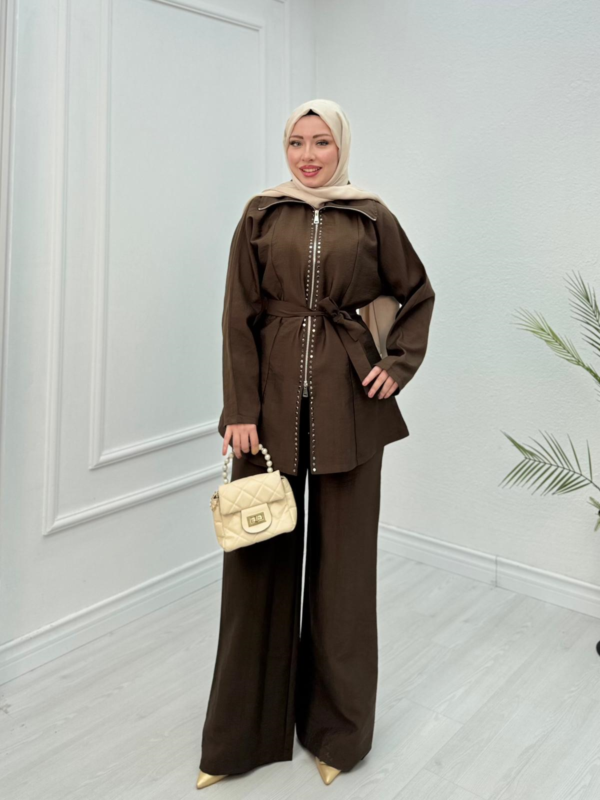 Rv2678-Pantolon Takım-Kahverengi
