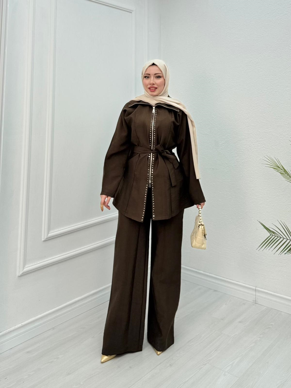 Rv2678-Pantolon Takım-Kahverengi