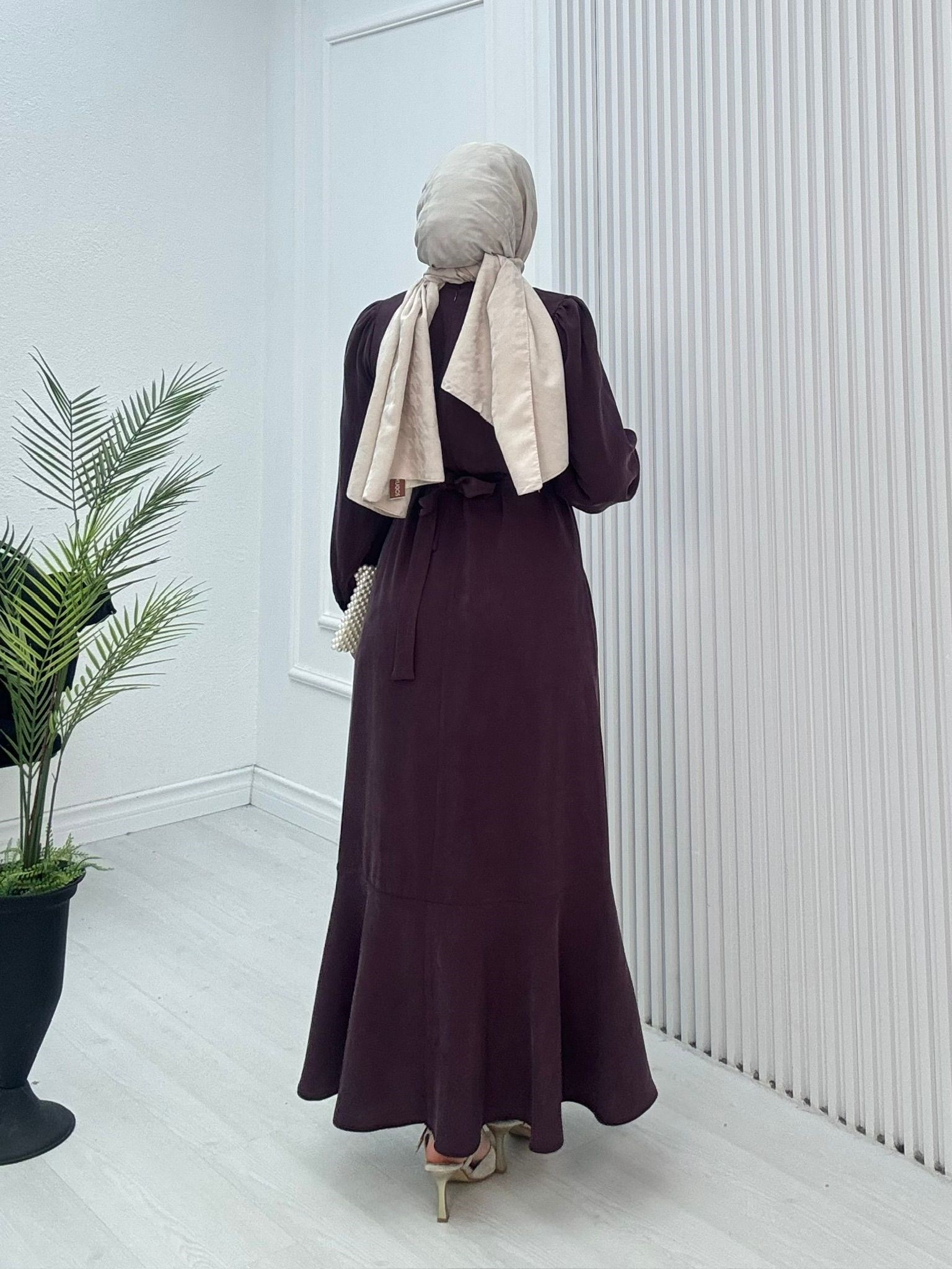 Rx2789-Şık Elbise-Mürdüm