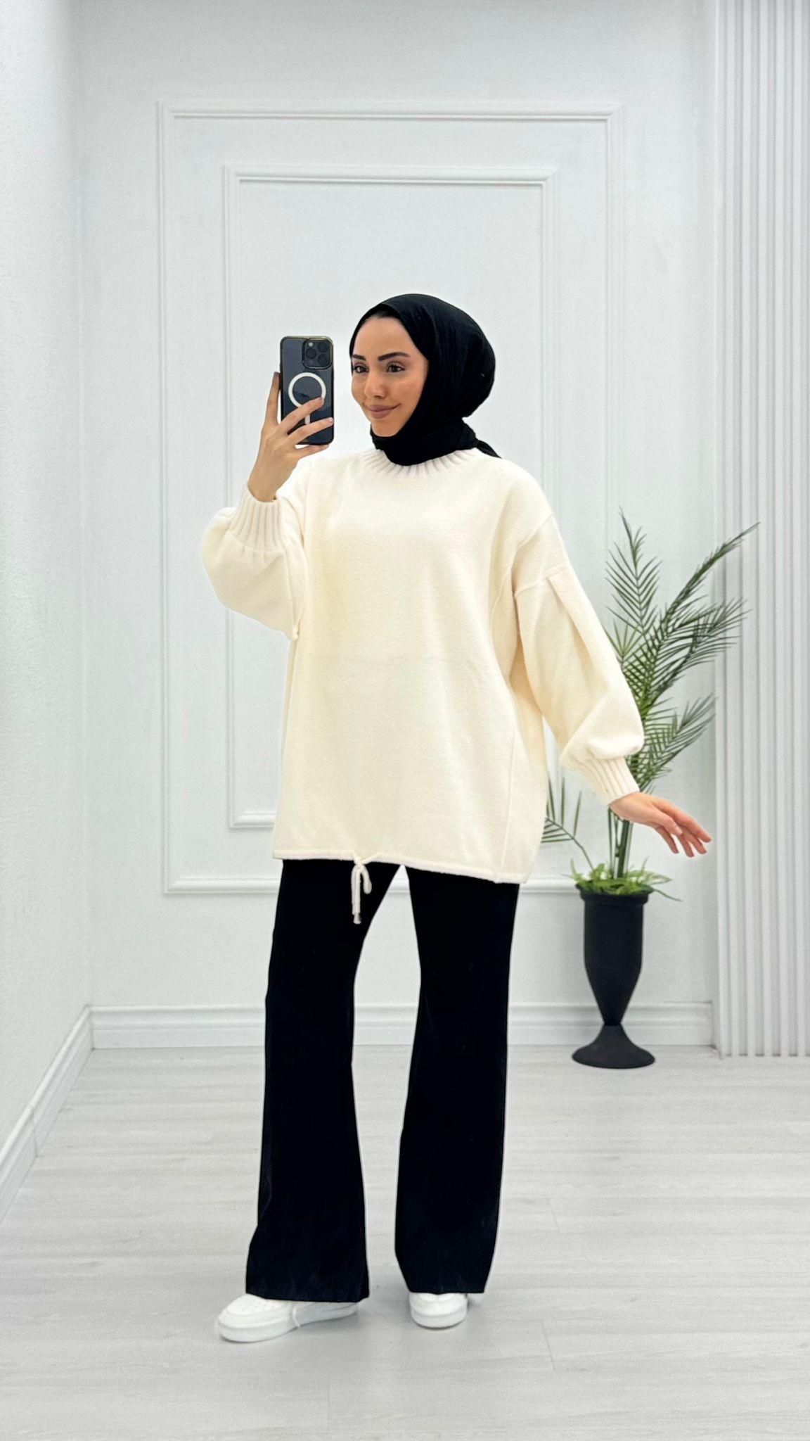 Yx5071-Basic Angora Kazak-Krem