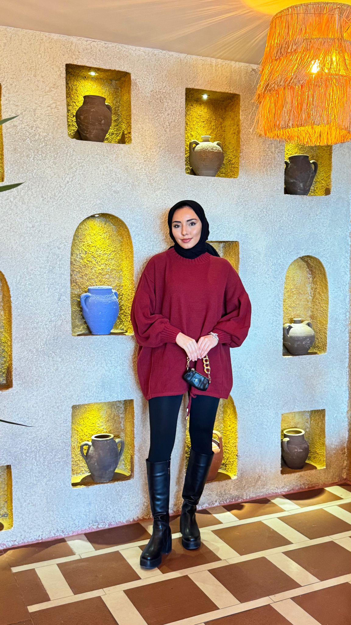 Yx5071-Basic Oversize Kazak-Bordo