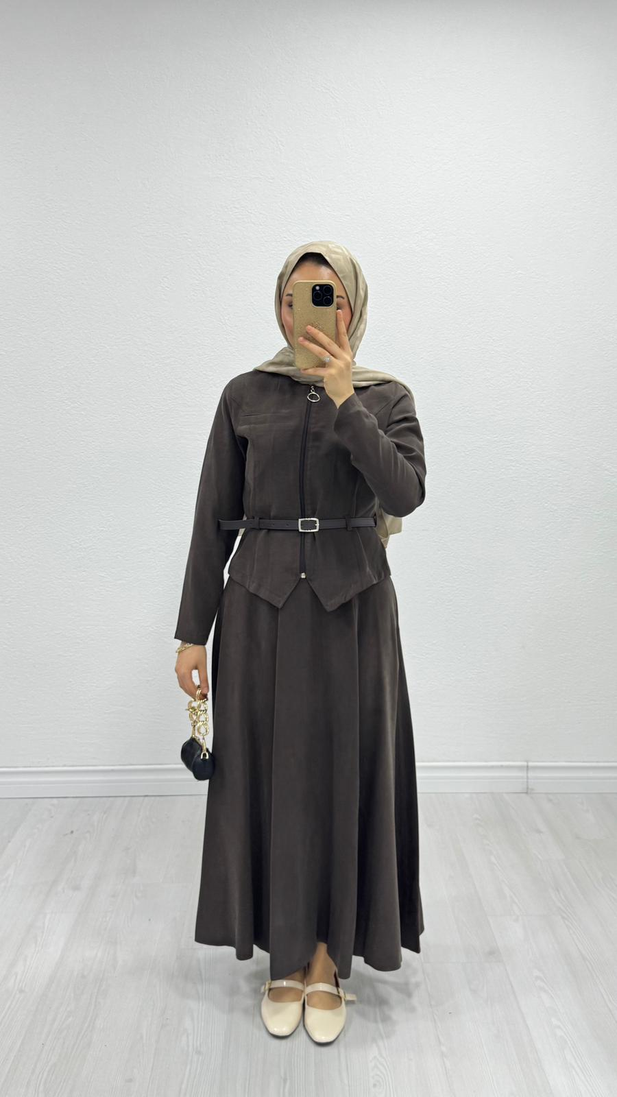 Zx5758-Denila Etekli Takım-Kahverengi