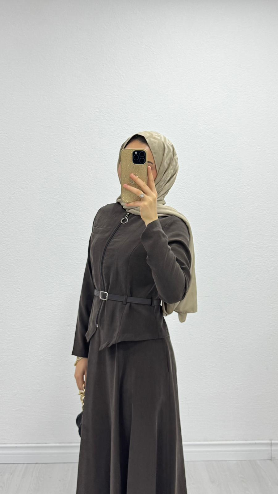 Zx5758-Denila Etekli Takım-Kahverengi