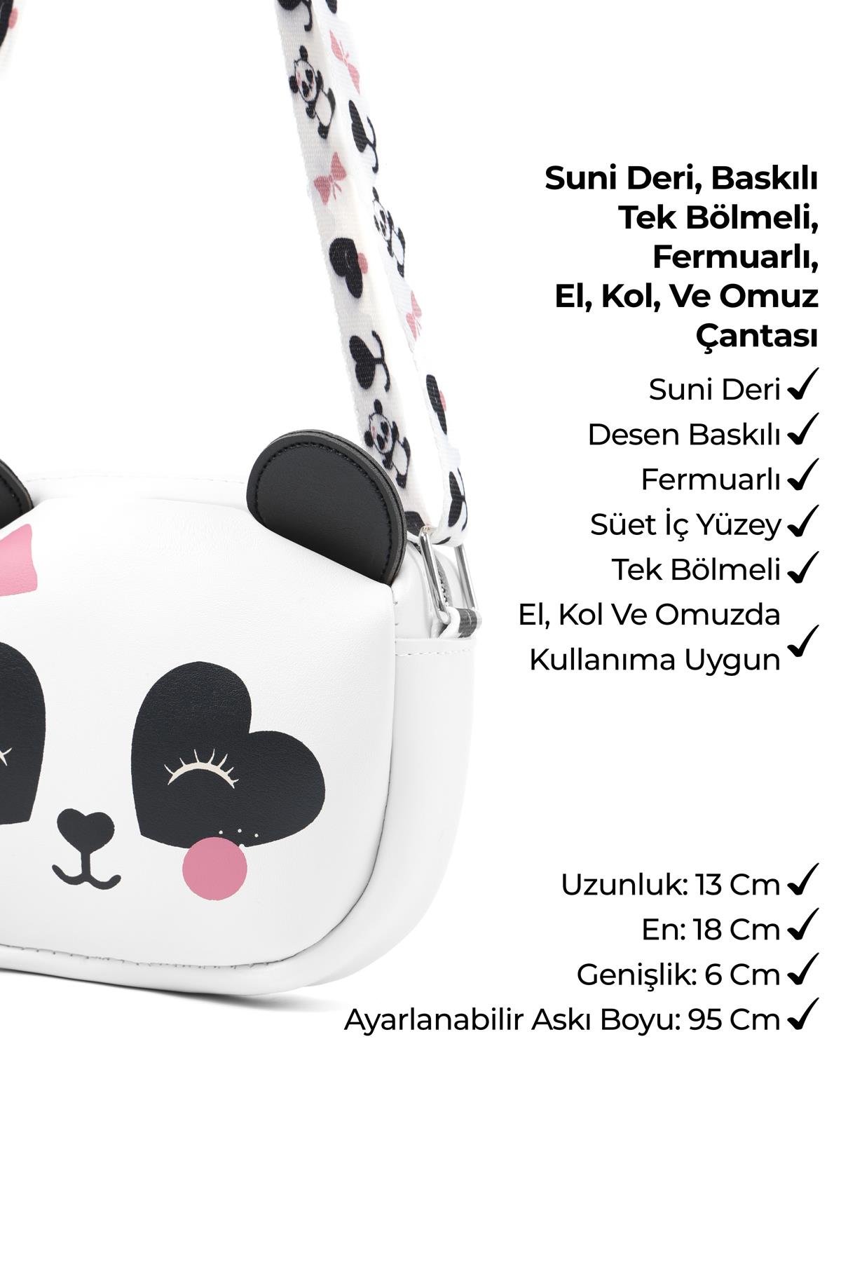Beyaz Shk283 Suni Deri, Fermuarlı ,Tek Bölmeli Kız Çocuk Çantası