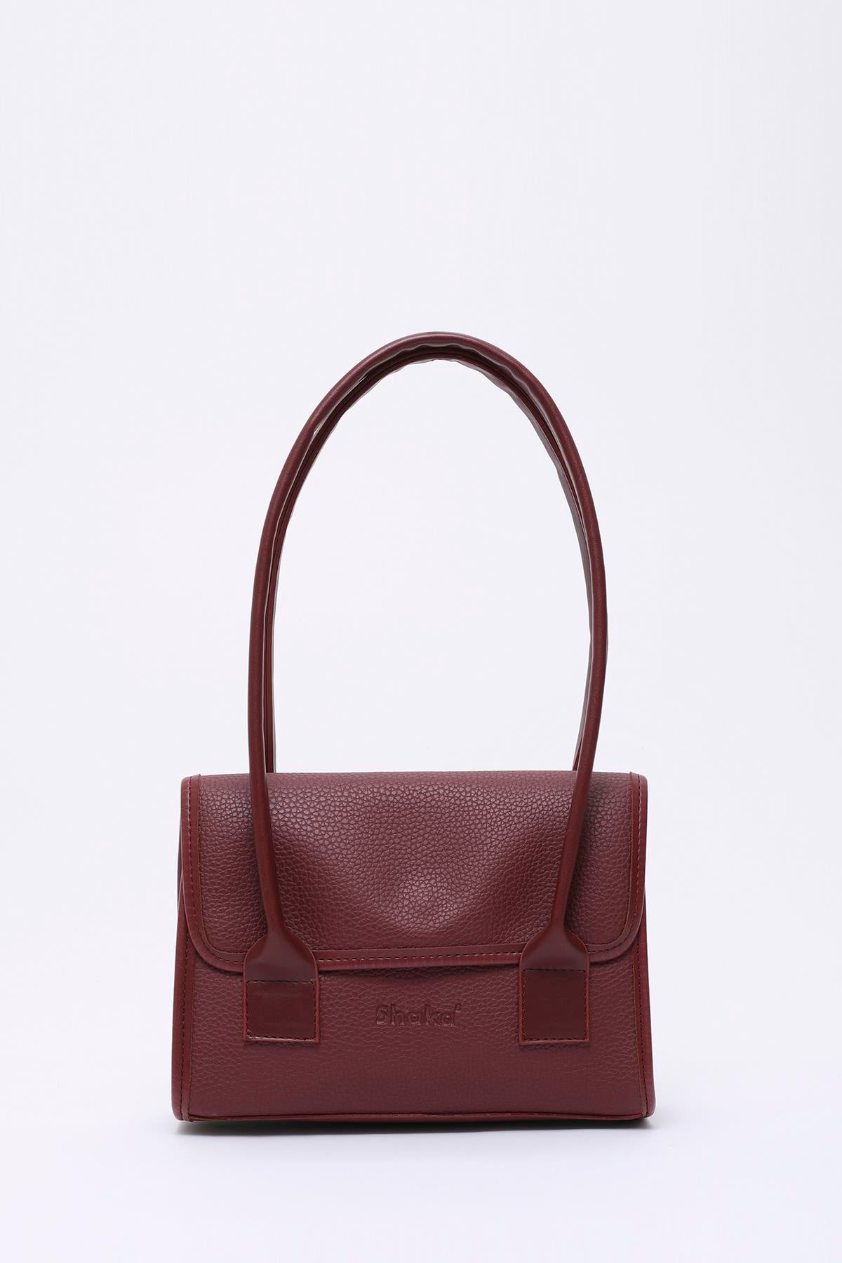Bordo Shk178 Suni Deri, Tek Bölmeli, Çıtçıtlı, El, Kol ve Omuz Çantası E:23 U:21 G:7 Cm
