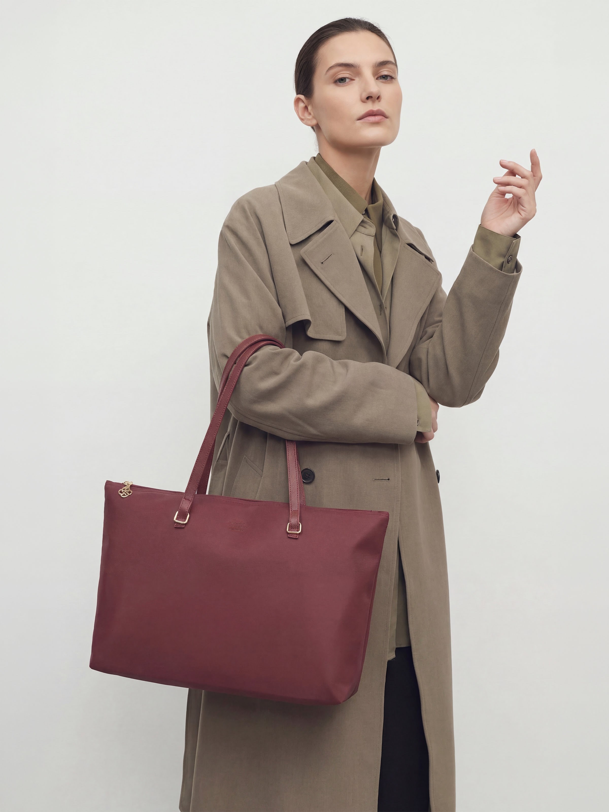 Bordo SHK272 Fermuarlı,Astarlı,Shopper El,Kol ve Omuz Çanta