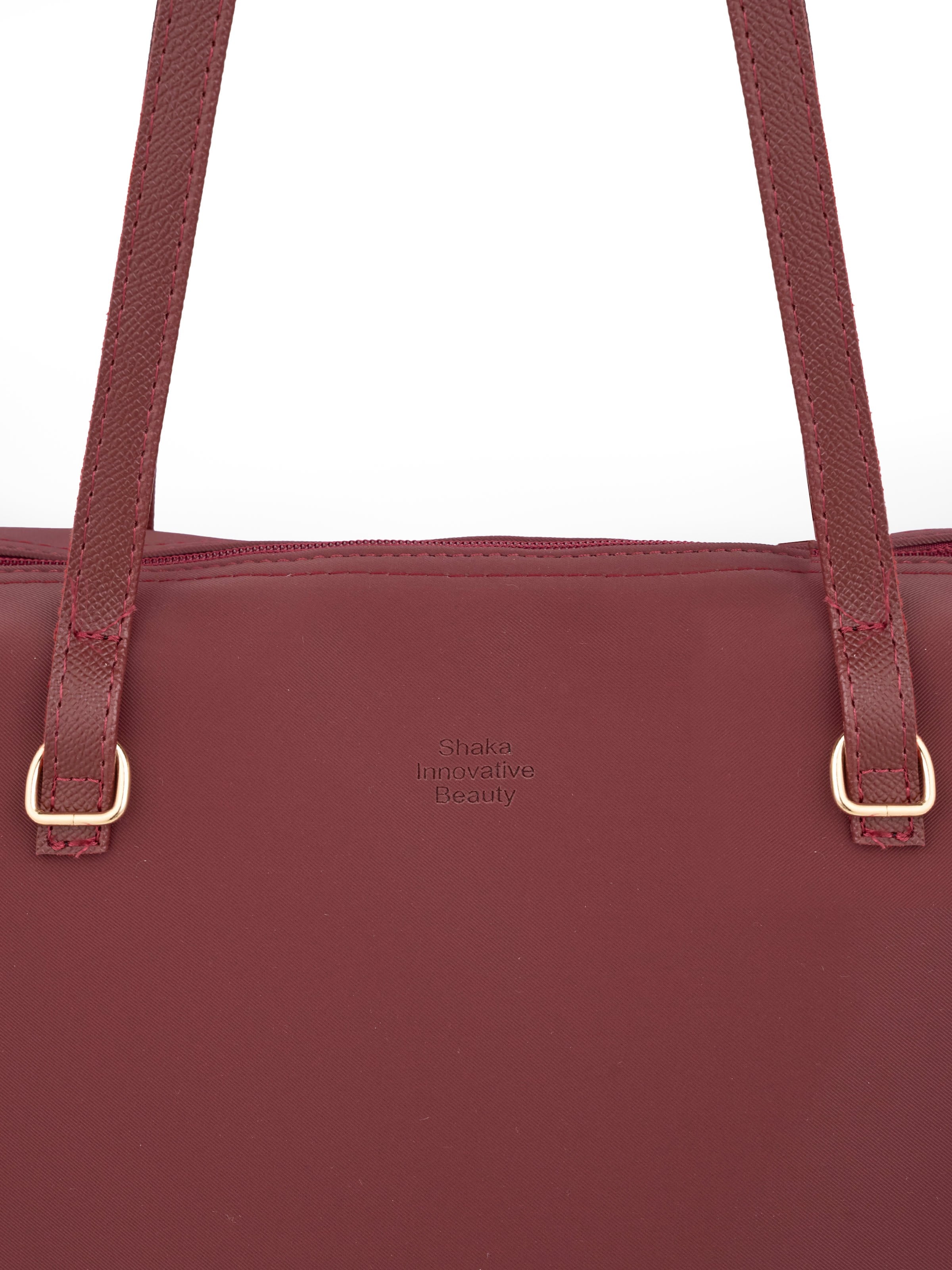 Bordo SHK272 Fermuarlı,Astarlı,Shopper El,Kol ve Omuz Çanta