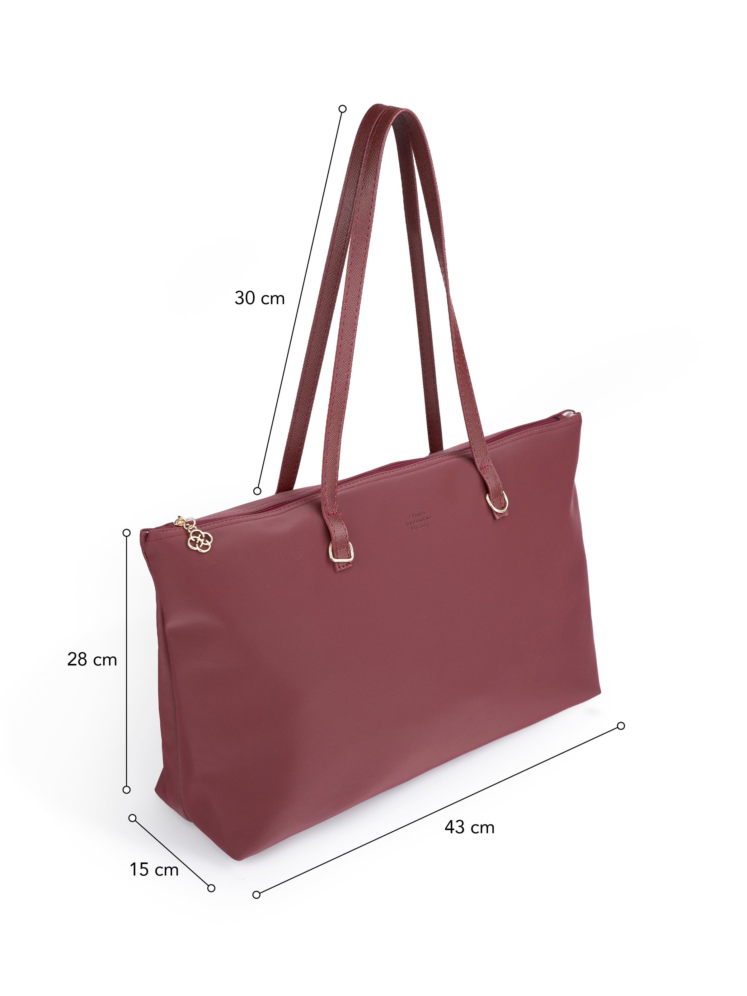 Bordo SHK272 Fermuarlı,Astarlı,Shopper El,Kol ve Omuz Çanta