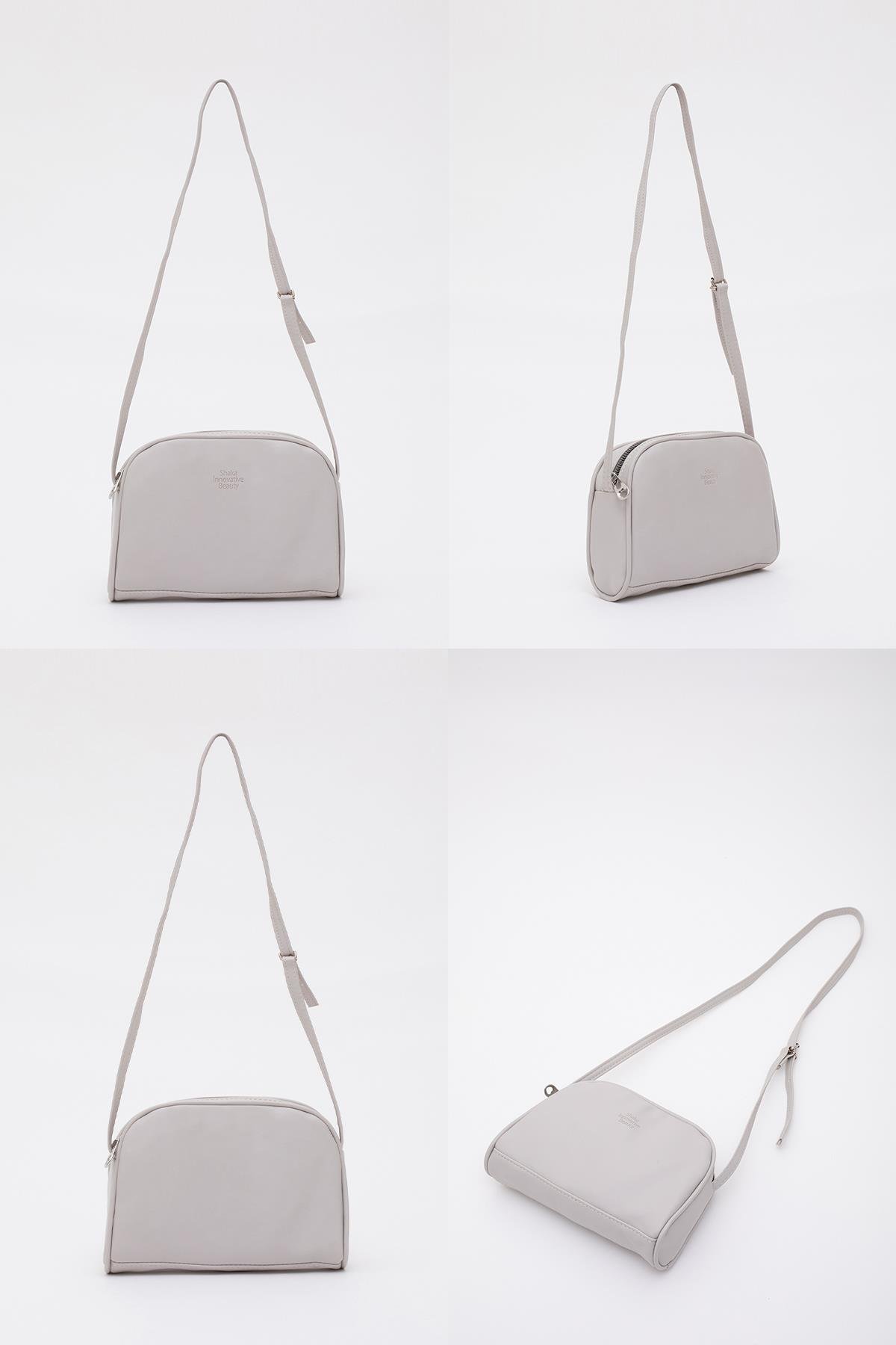 Gri Shk25 Mini Urban Çapraz Askılı Tek Bölmeli Suni Deri Kol ve Omuz Çantası U:19 E:13 G:4 cm