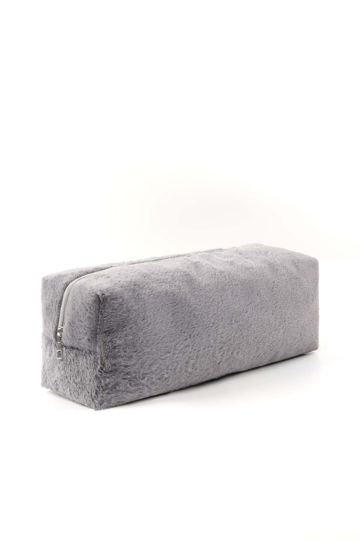 Gri SHK268 XL Boy Peluş Kumaş ,Saç Şekillendirici , Makyaj ve Seyahat Çantası