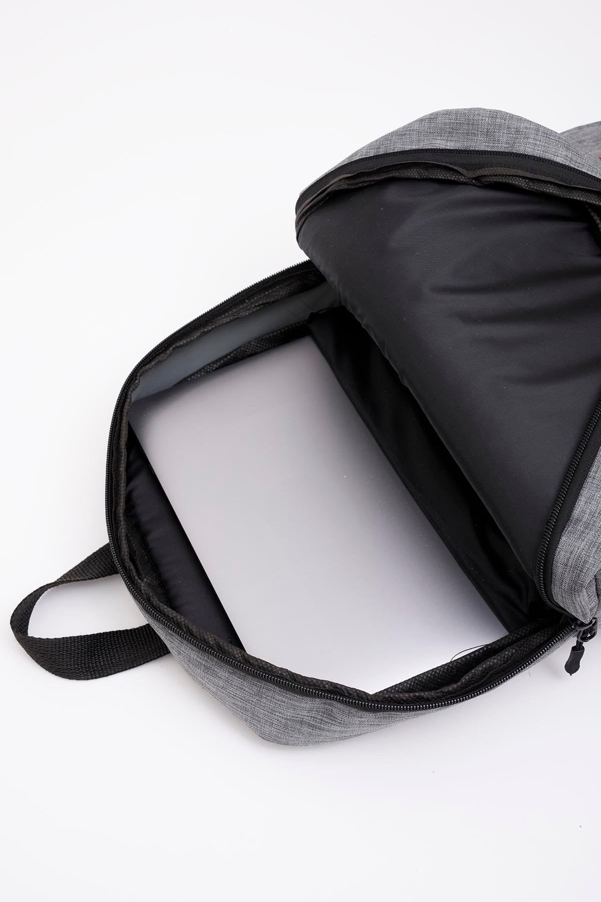 Gri Shk61 3 Bölmeli 13-14-15 İnç Uyumlu Laptop Sırt Çantası U:42 E:27 G:8 cm