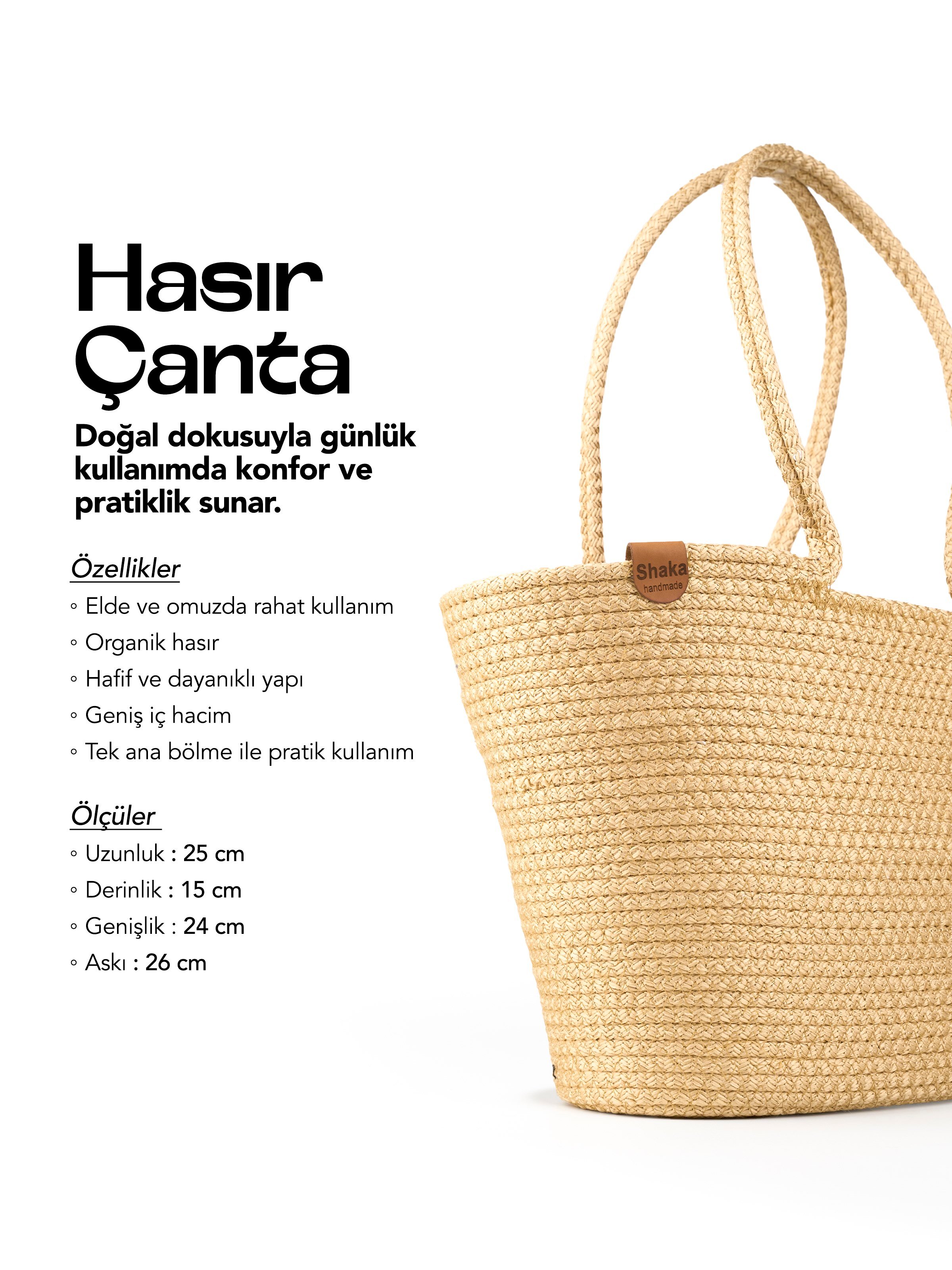 Hasır Shk314 Handcrafted, Hasır,Plaj, El,Kol ve Omuz Çantası