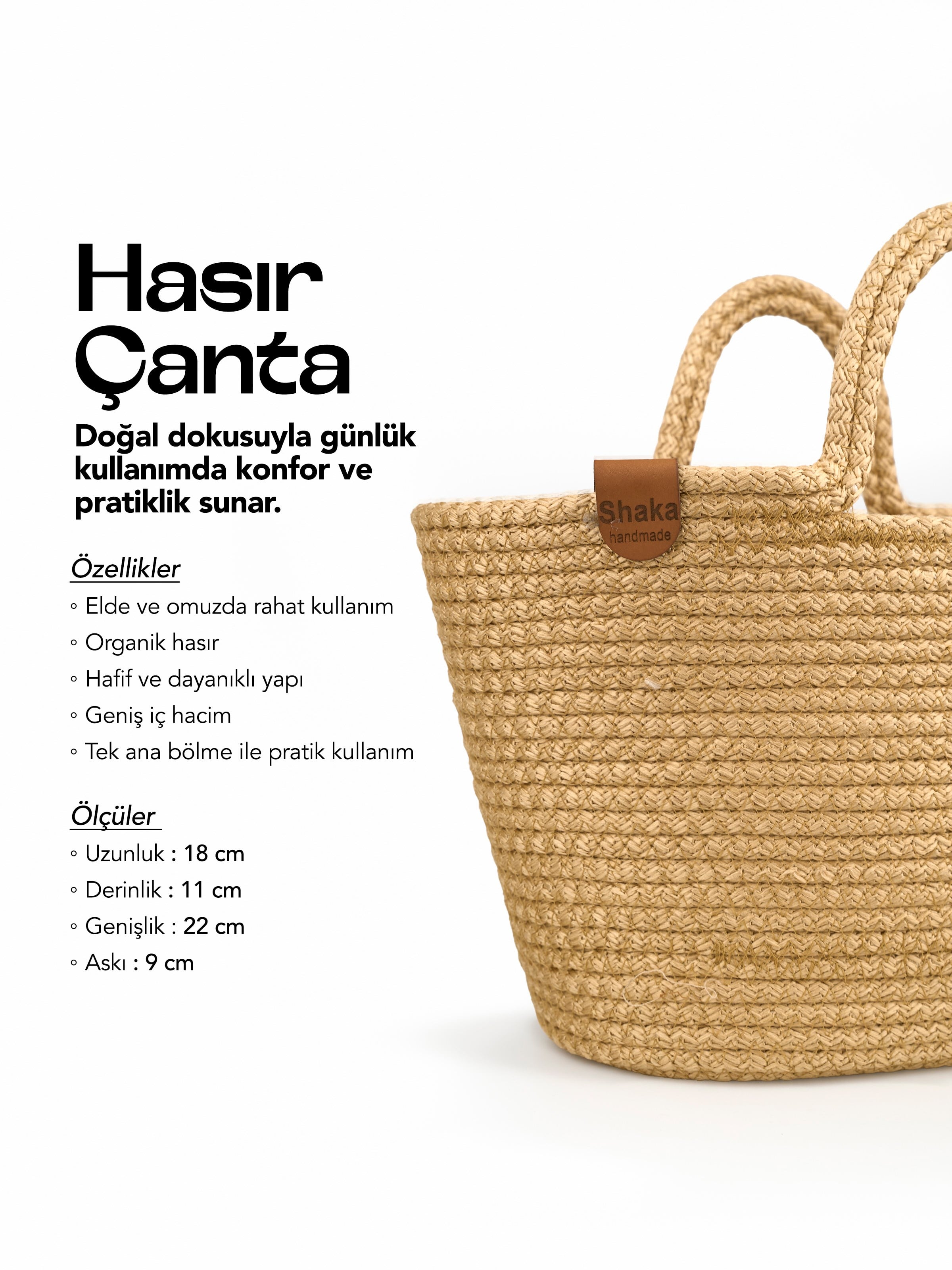 Hasır Shk315 Handcrafted Hasır El,Kol ve Omuz Çantası