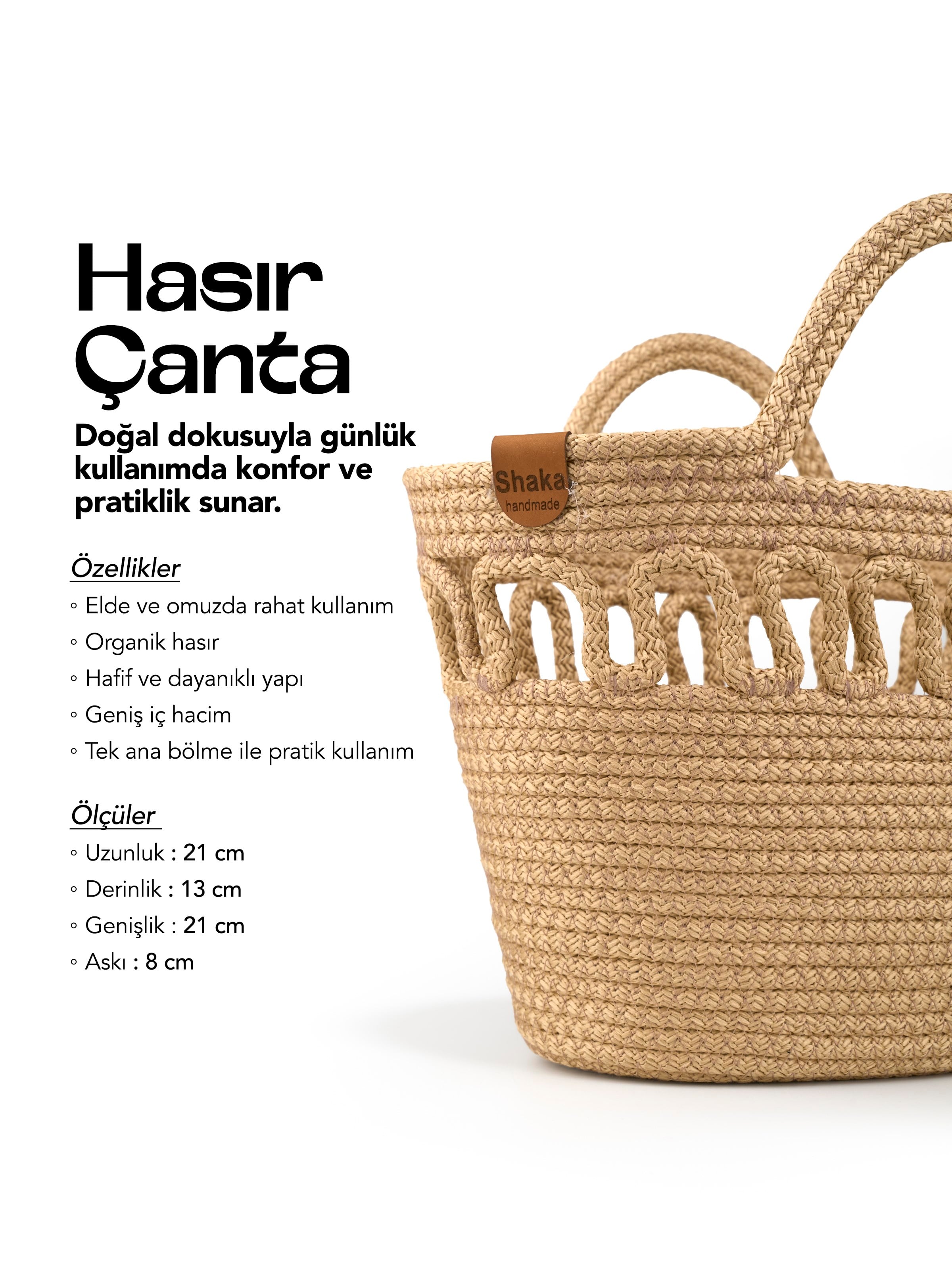 Hasır Shk318 Handcrafted Hasır El,Kol ve Omuz Çantası