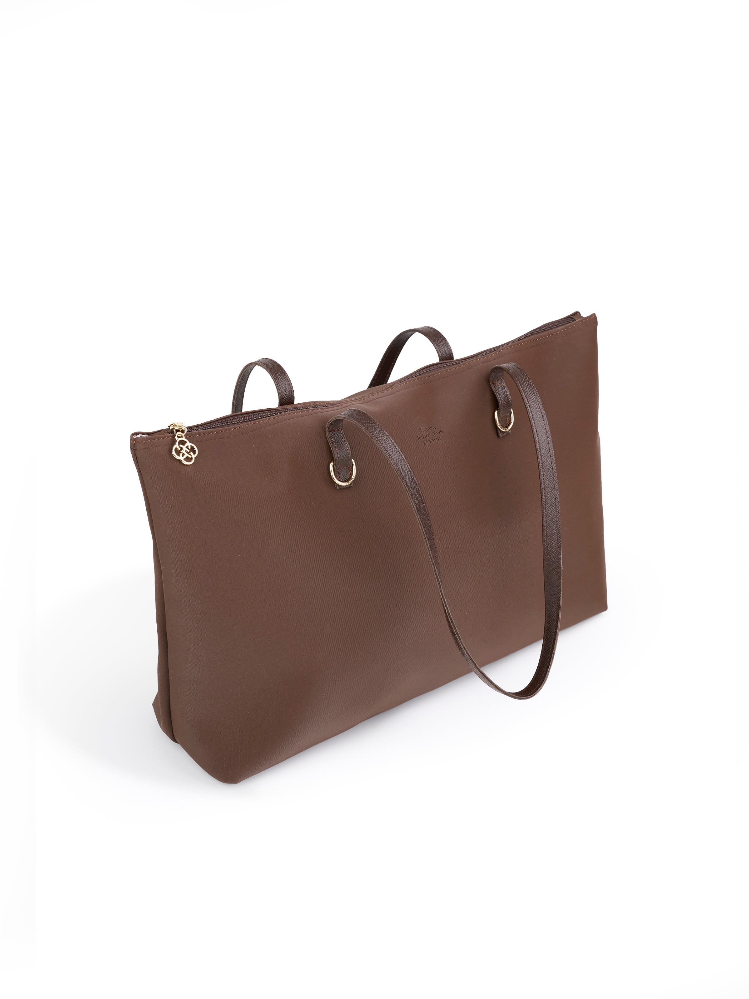 Kahve Rengi SHK272 Fermuarlı,Astarlı,Shopper El,Kol ve Omuz Çanta