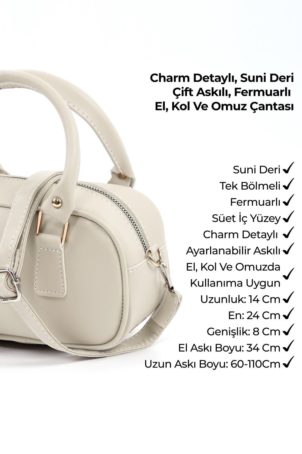 Kahverengi/Krem/Bordo SHK278 Suni Deri El Kol ve Omuz 3'lü Çanta Seti (SHK108-SHK207-SHK24)