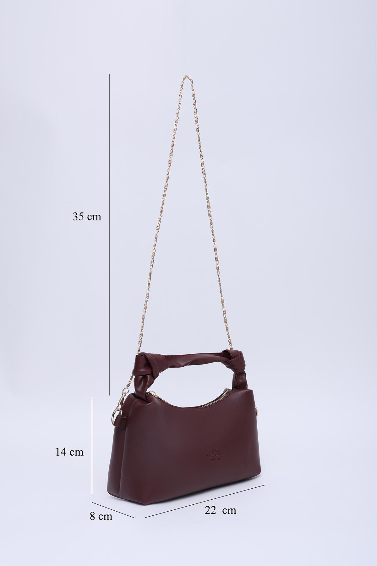 Kahverengi/Krem/Bordo SHK278 Suni Deri El Kol ve Omuz 3'lü Çanta Seti (SHK108-SHK207-SHK24)