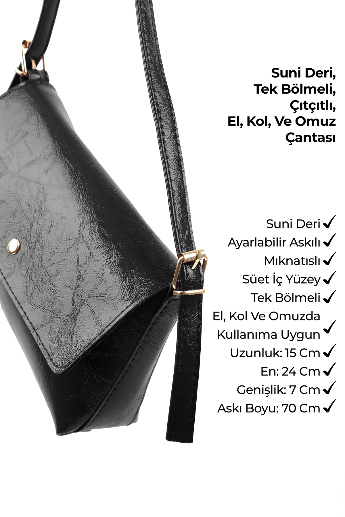 Kırışık Dokulu Siyah/Kırışık Dokulu Bordo Shk302 Set Suni Deri,Çıtçıtlı,El,Kol ve Omuz Çantası