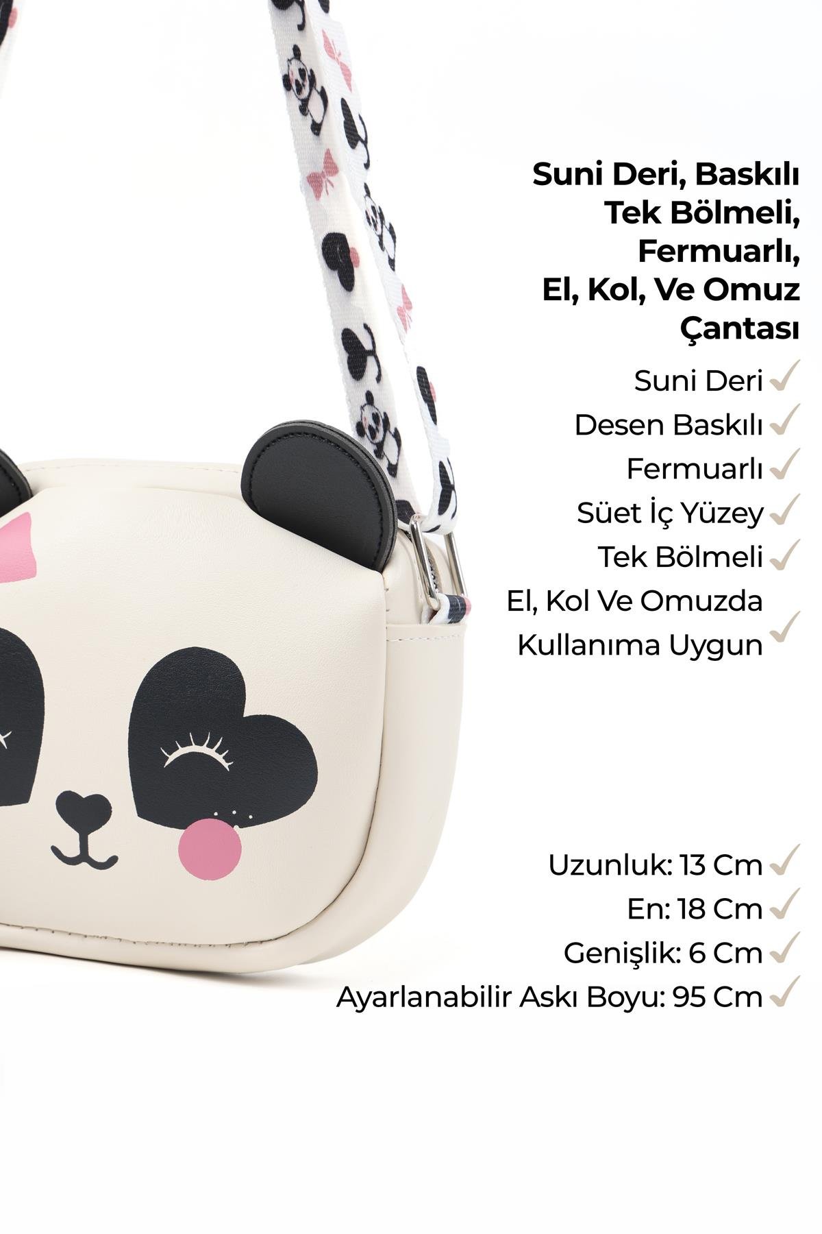 Krem Shk283 Suni Deri, Fermuarlı ,Tek Bölmeli Kız Çocuk Çantası