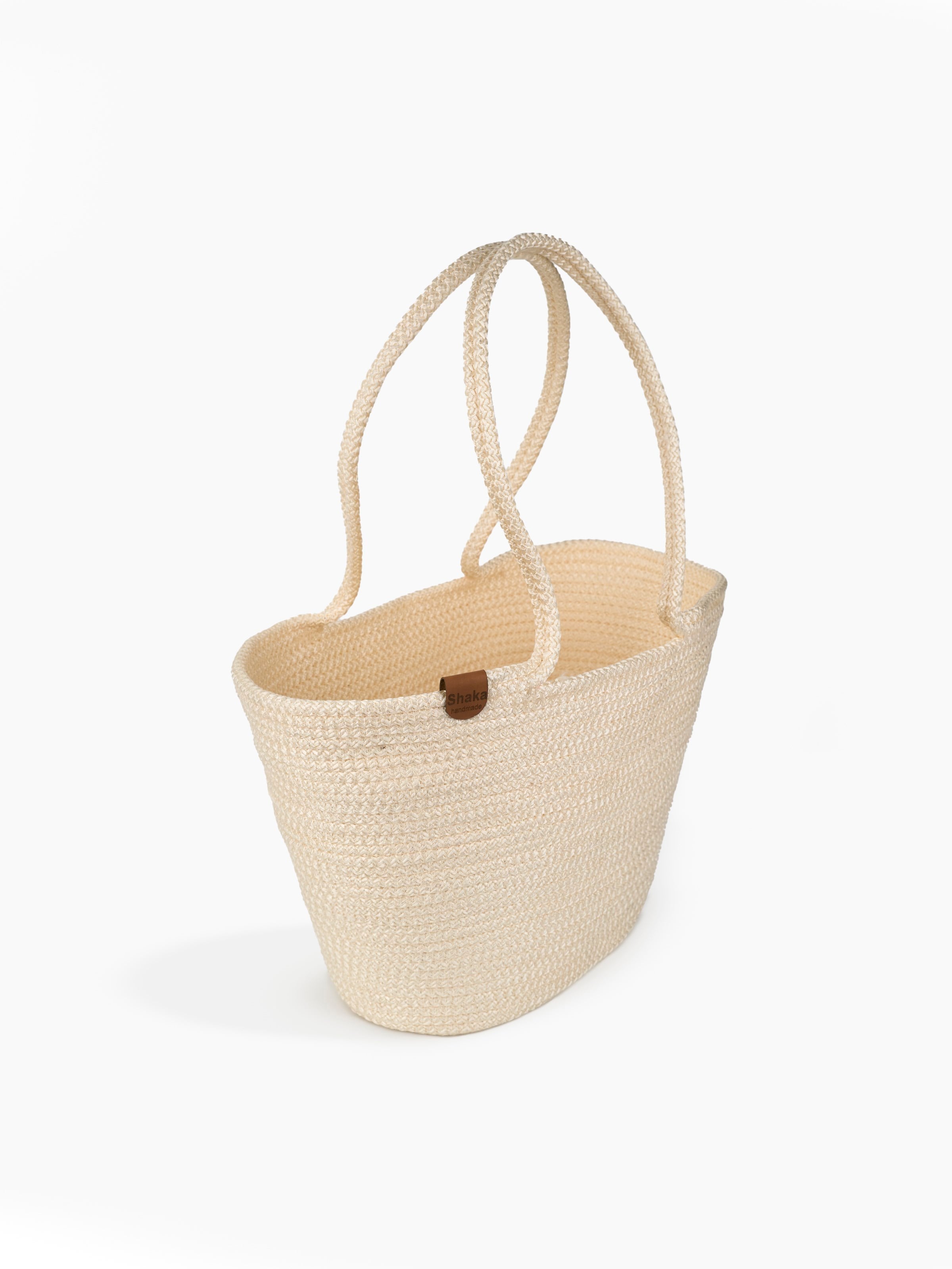 Krem Shk314 Handcrafted, Hasır,Plaj, El,Kol ve Omuz Çantası