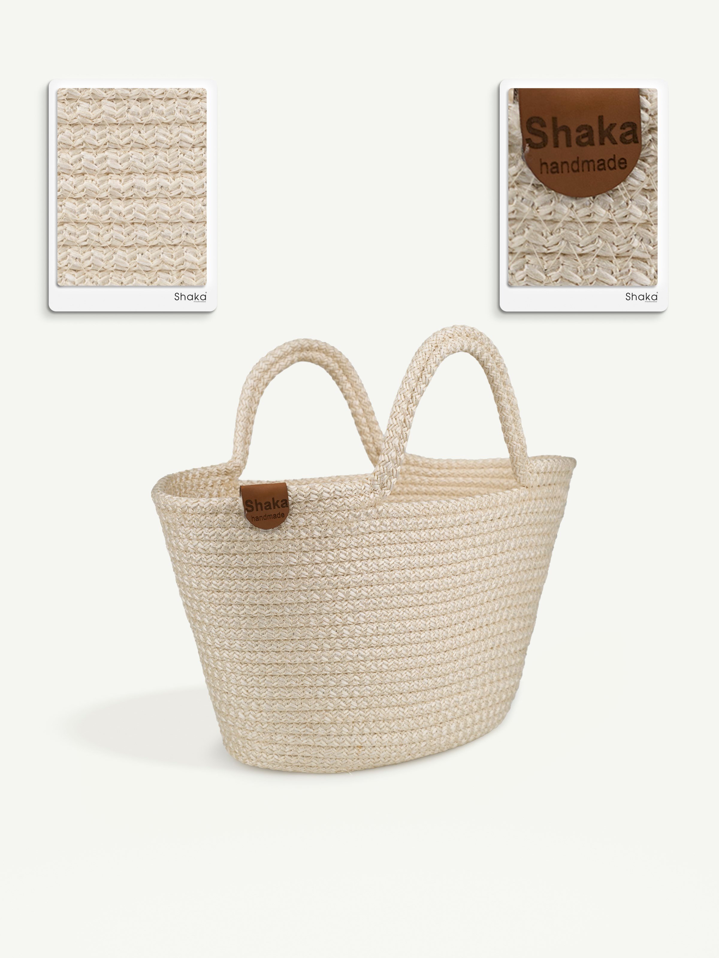 Krem Shk315 Handcrafted Hasır El,Kol ve Omuz Çantası