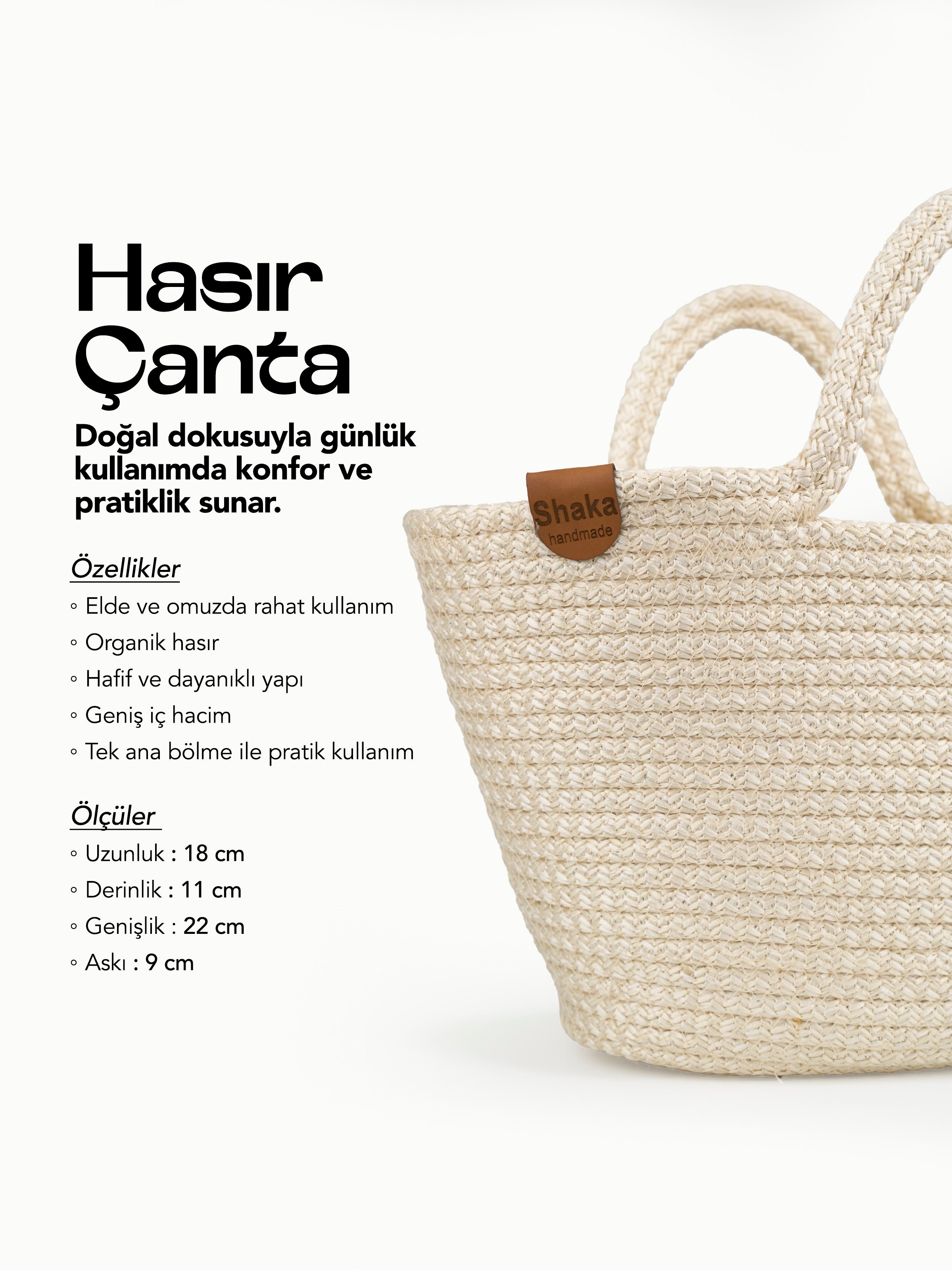 Krem Shk315 Handcrafted Hasır El,Kol ve Omuz Çantası